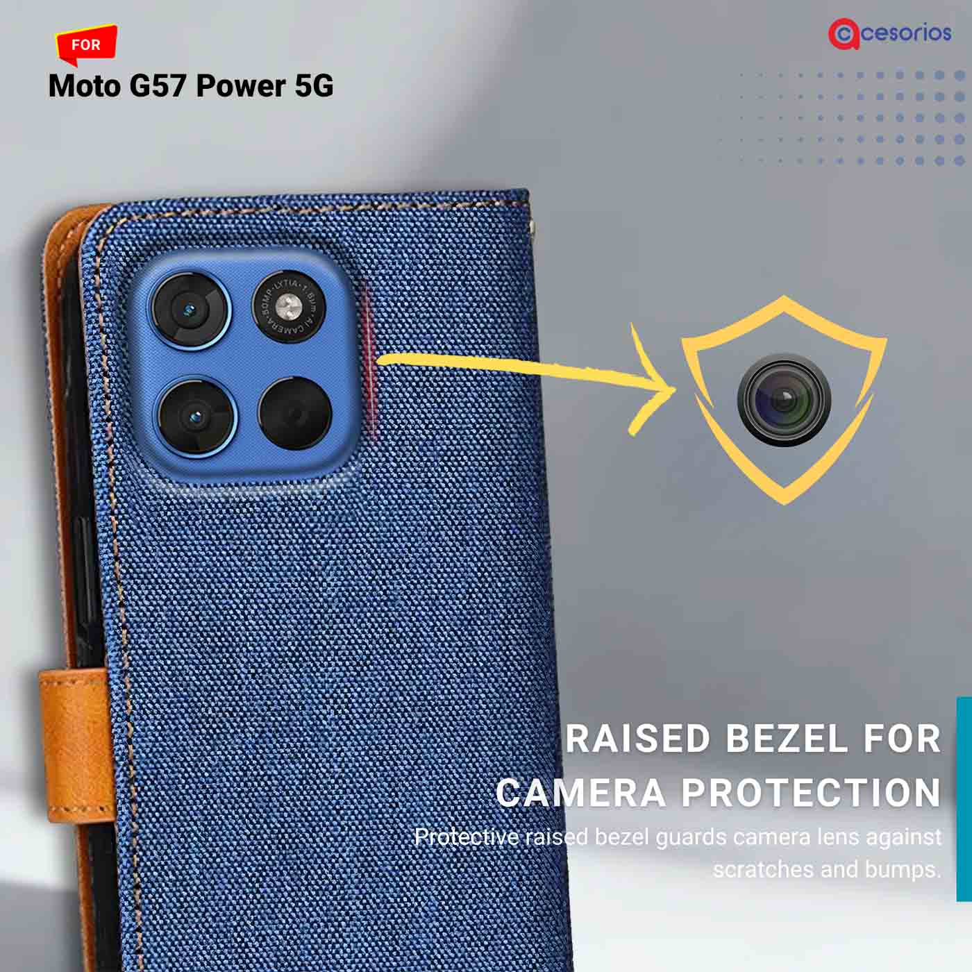 Accesorios Moto G57 Power 5G denim flip cover – Blue – Image 2 #color_