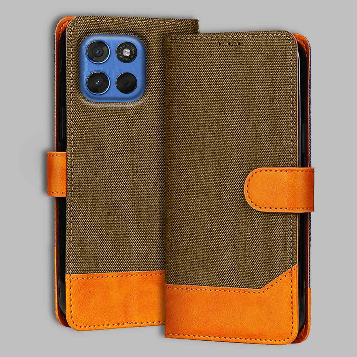 Accesorios Moto G57 Power 5G denim flip cover – Dark Brown – Image 1 #color_dark b