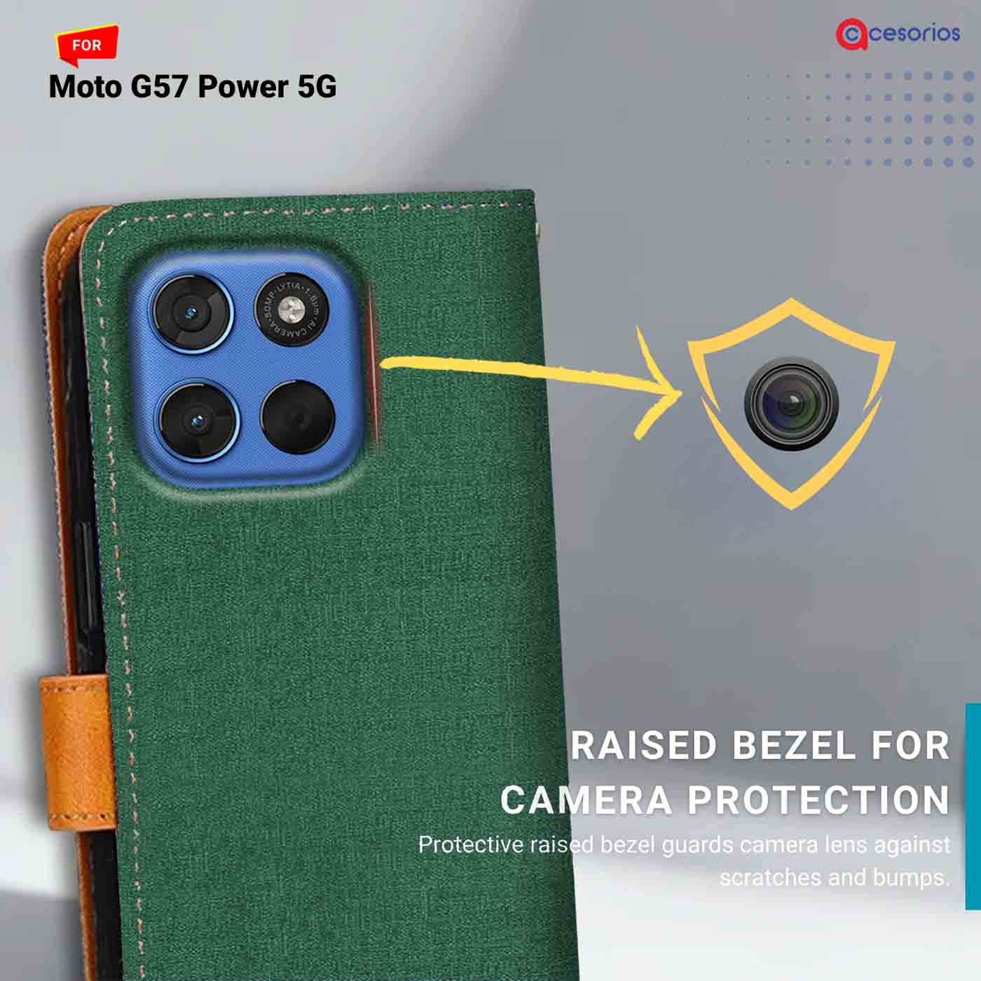 Canvas & Suede back panel — Moto G57 Power 5G in Green mobile case