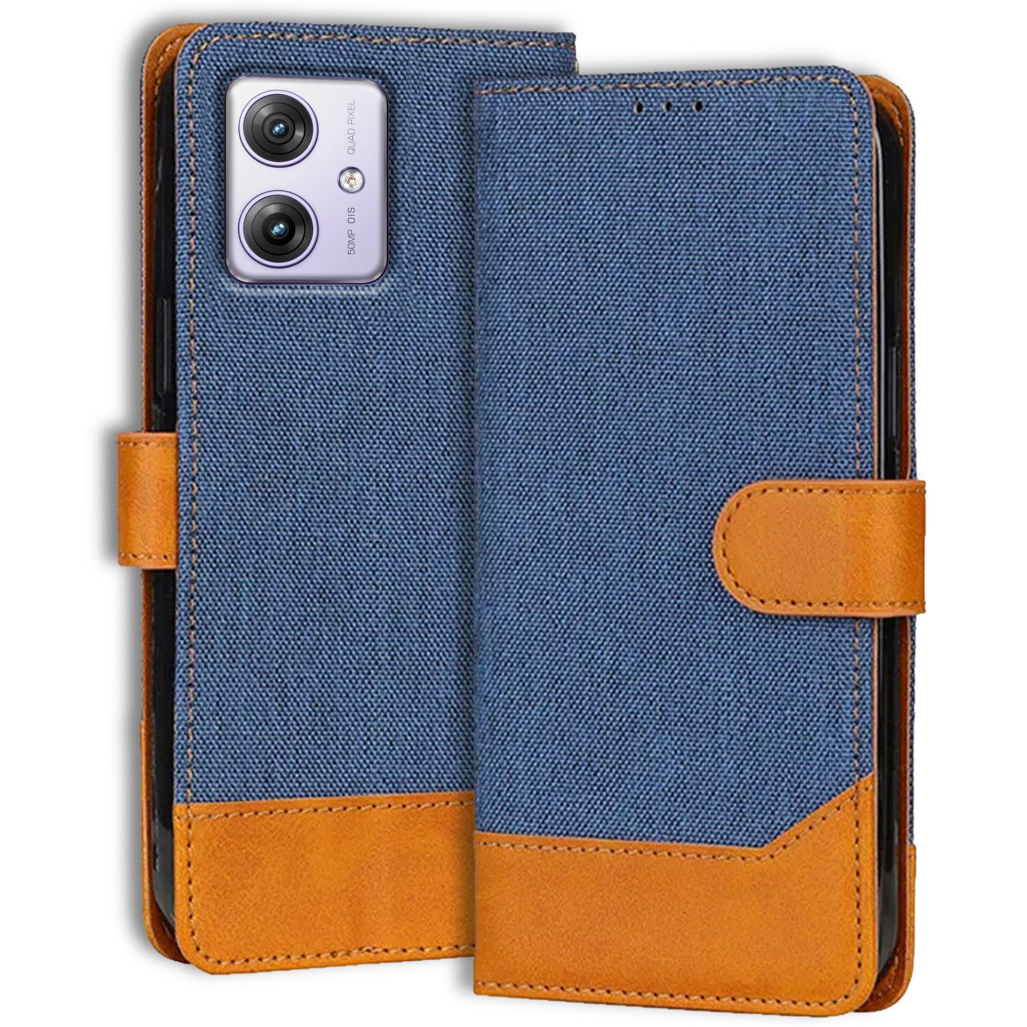 Accesorios Moto G64 5G denim flip cover – Blue – Image 1 #color_blue