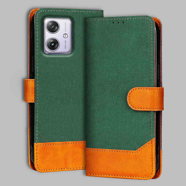 Moto G64 5G Flip Cover — Chambray, Forest Green after a year of daily use
