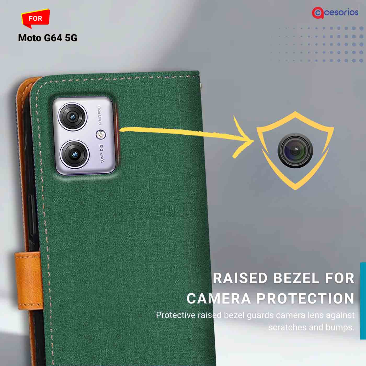 Accesorios Moto G64 5G denim flip cover – Green – Image 2 #color_g