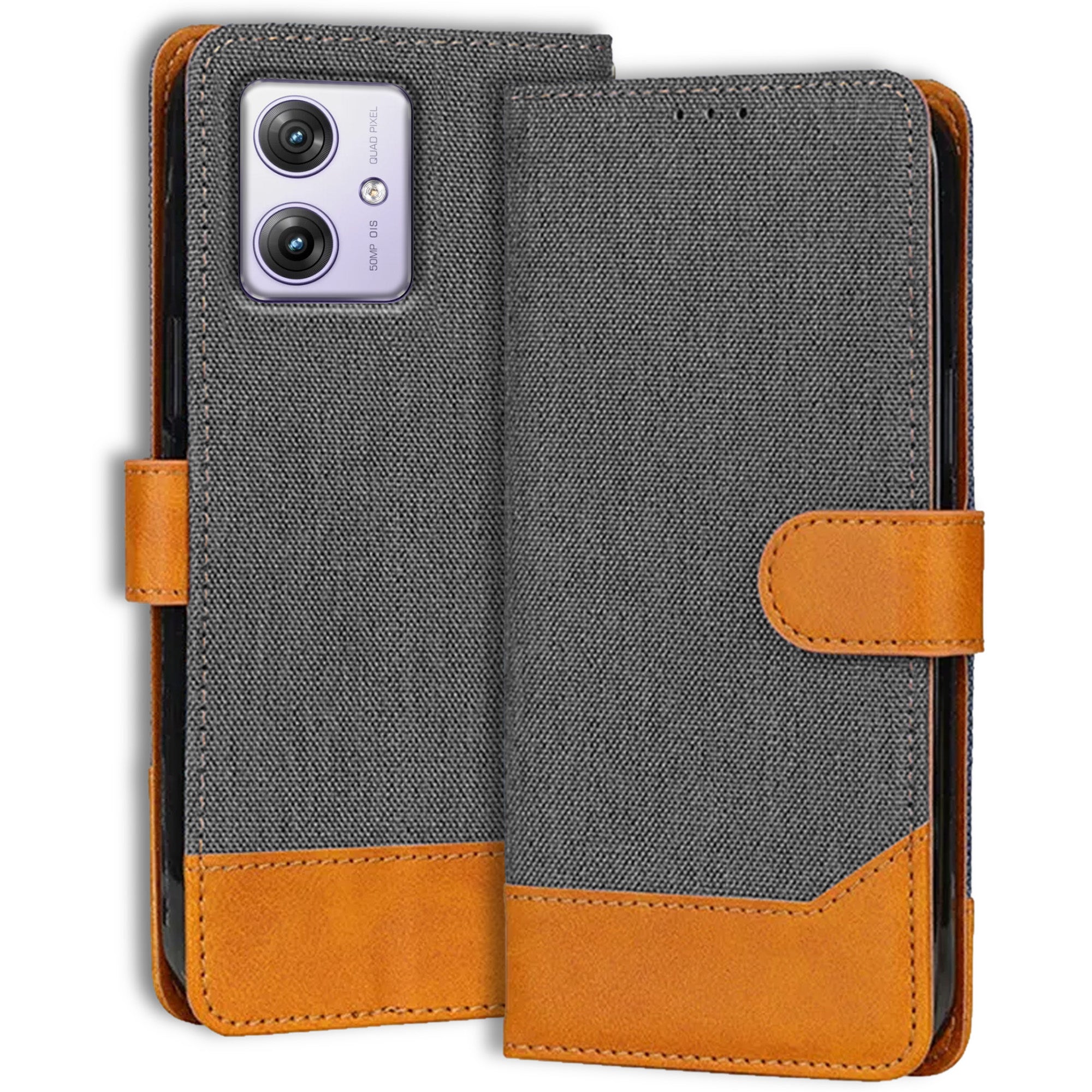 Accesorios Moto G64 5G denim flip cover – Grey – Image 1 #color_grey