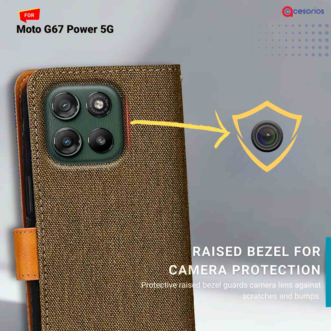 Denim & Leather back panel — Moto G67 Power 5G in Dark Brown mobile case