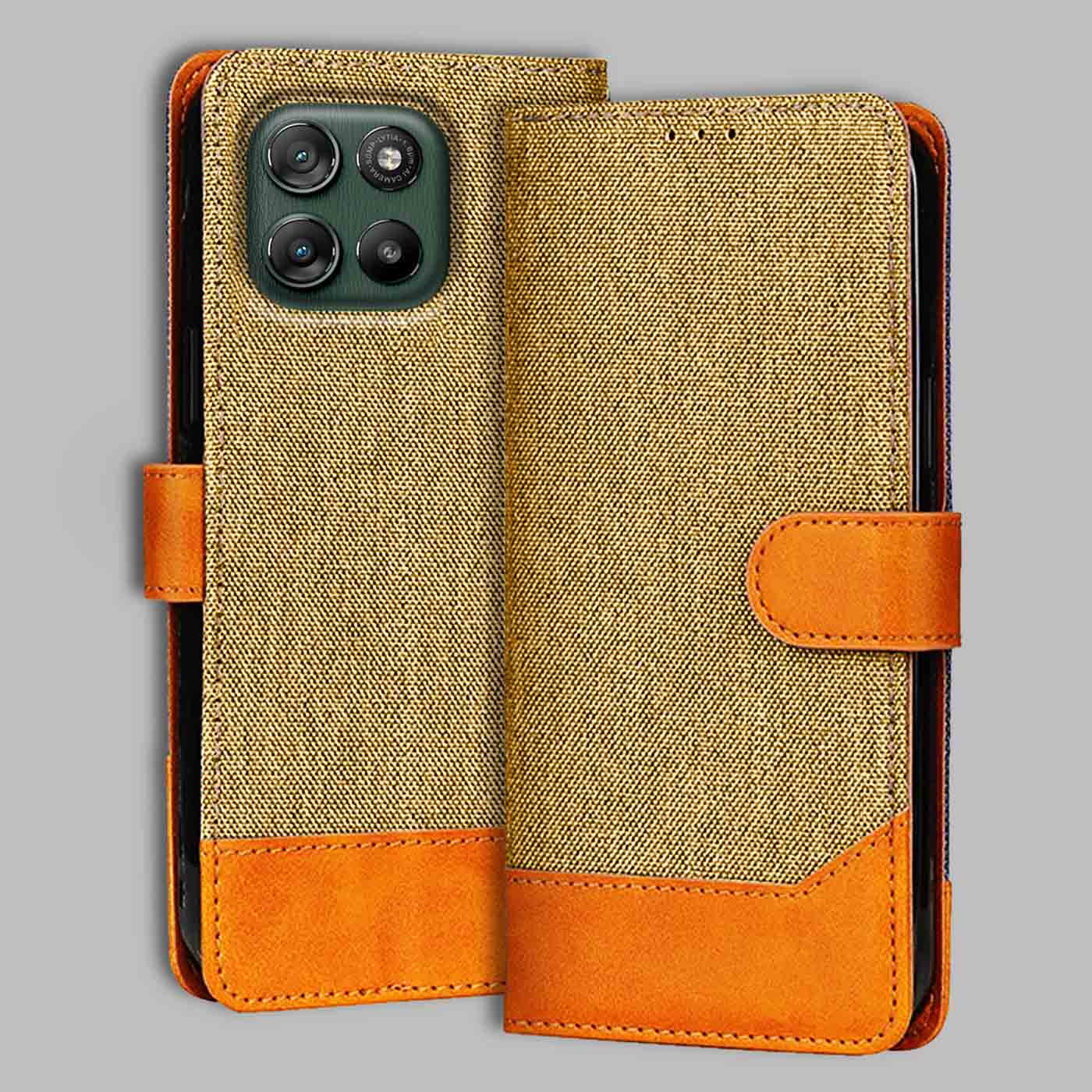Accesorios Moto G67 Power 5G denim flip cover – Light Brown – Image 1 #color_light b