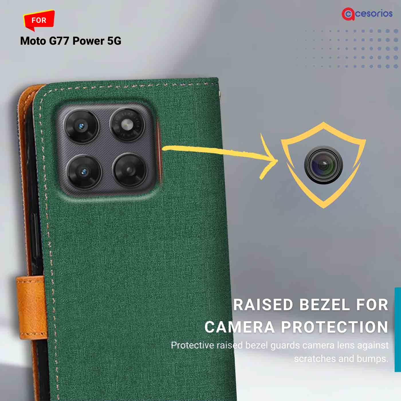 Denim & Leather back panel — Moto G77 Power 5G in Forest Green mobile case
