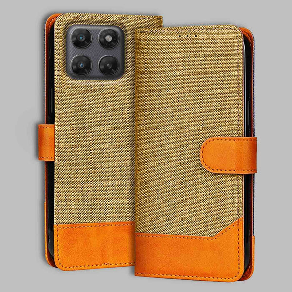 Moto G77 Power 5G Flip Cover — Denim, Camel Beige after a year of daily use