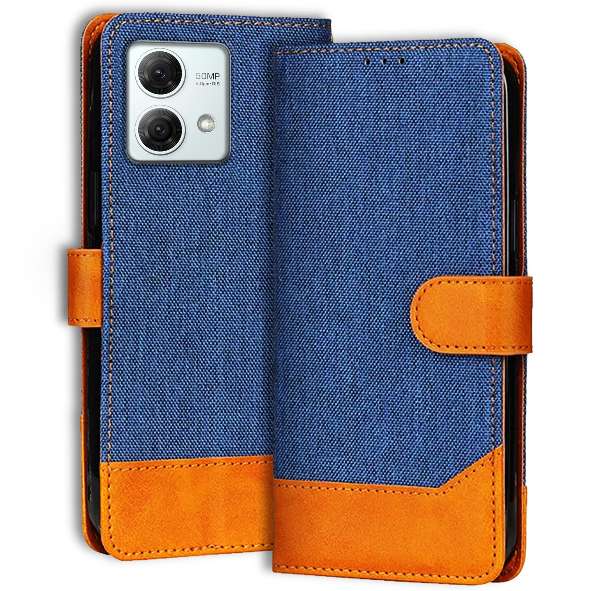 Accesorios Moto G84 5G denim flip cover – Blue – Image 1 #color_blue