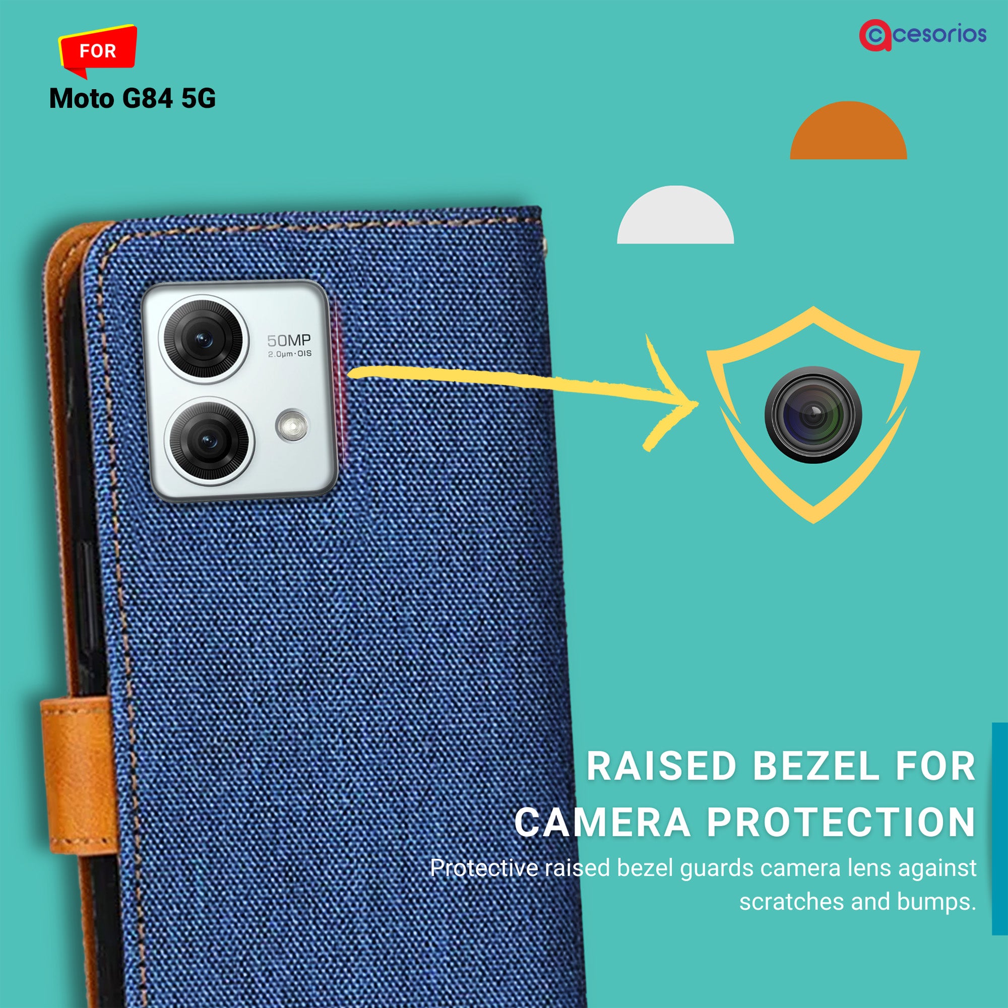 Accesorios Moto G84 5G denim flip cover – Blue – Image 2 #color_blue