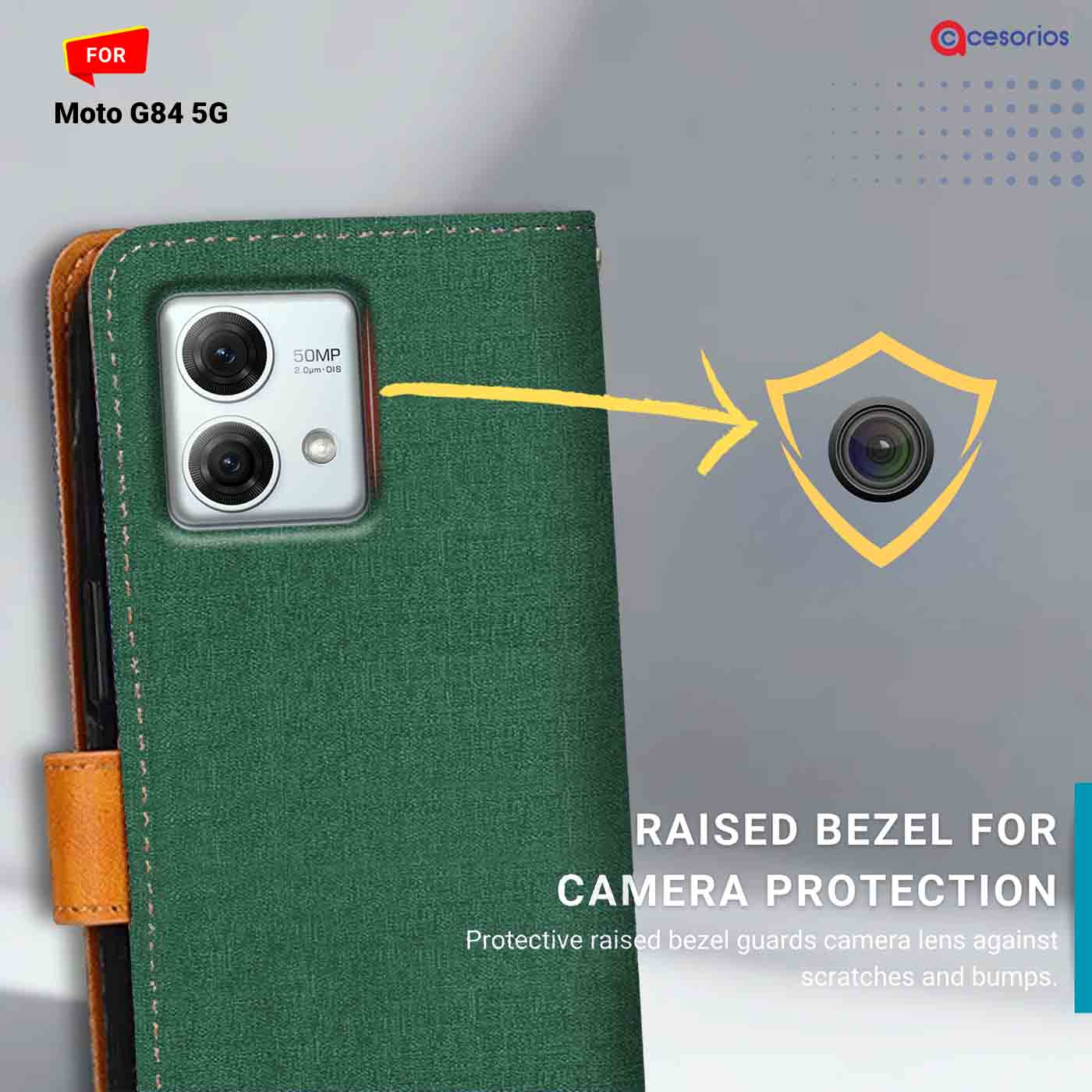 Canvas & Suede back panel — Moto G84 5G in Green mobile case