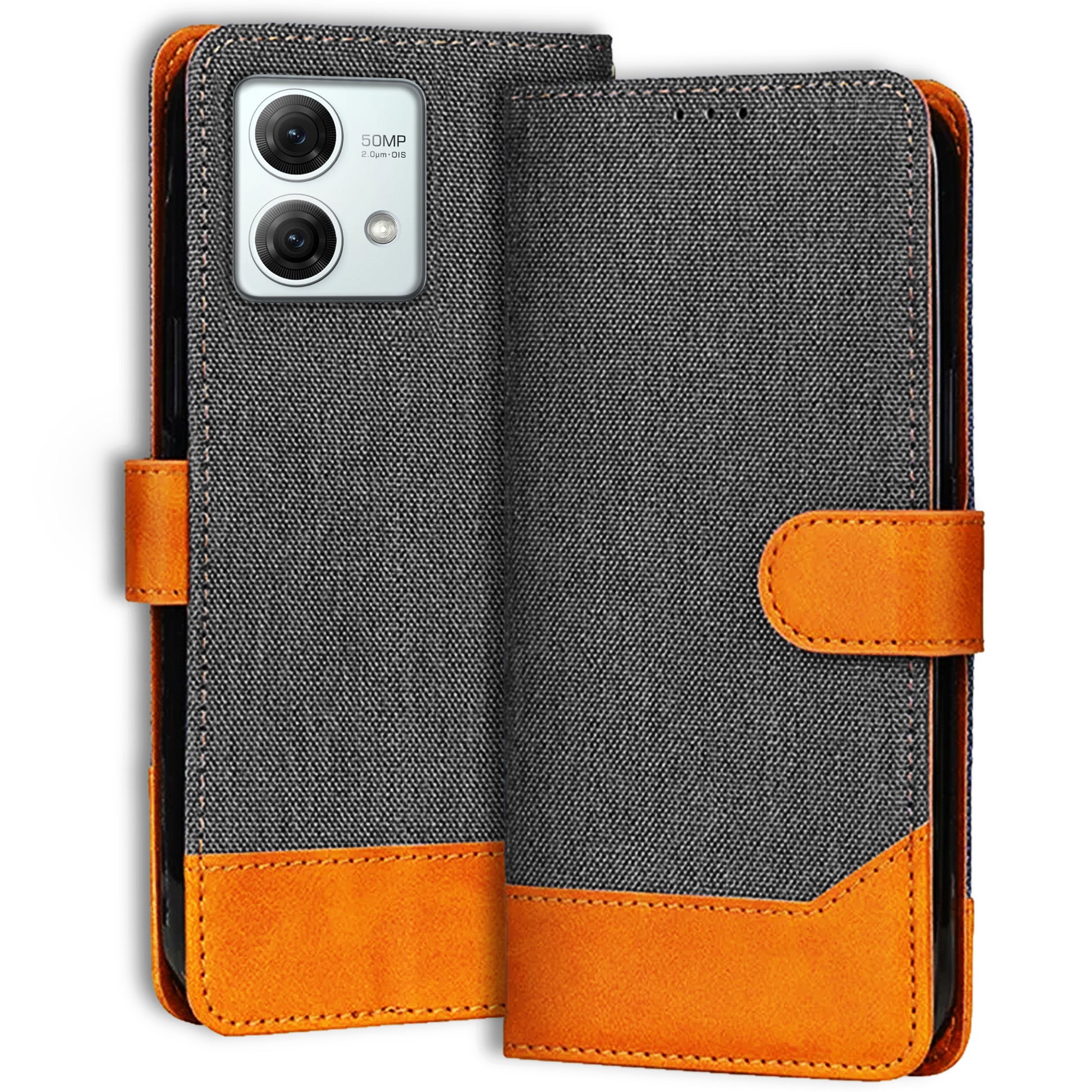 Accesorios Moto G84 5G denim flip cover – Grey – Image 1 #color_grey