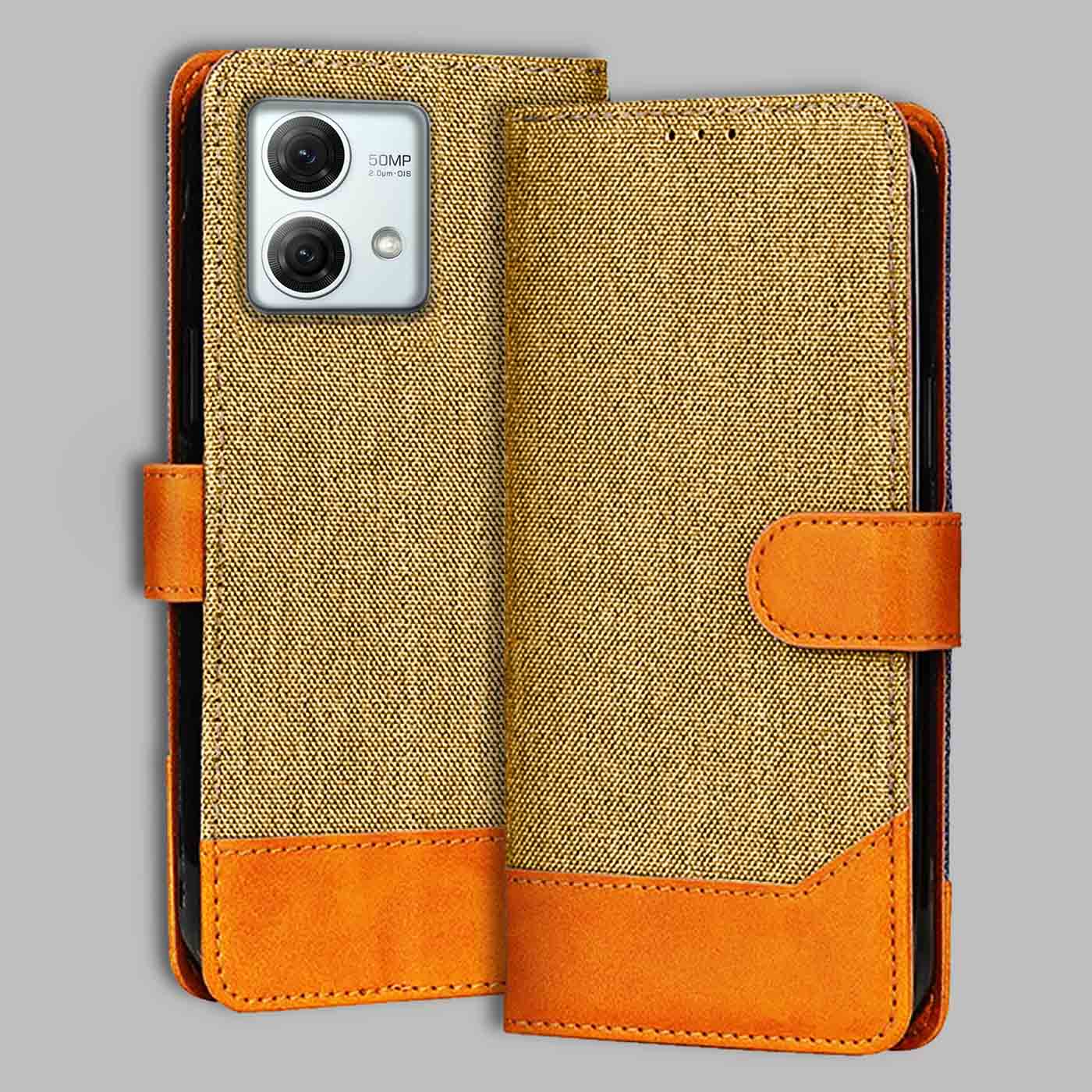 Accesorios Moto G84 5G denim flip cover – Light Brown – Image 1 #color_light b