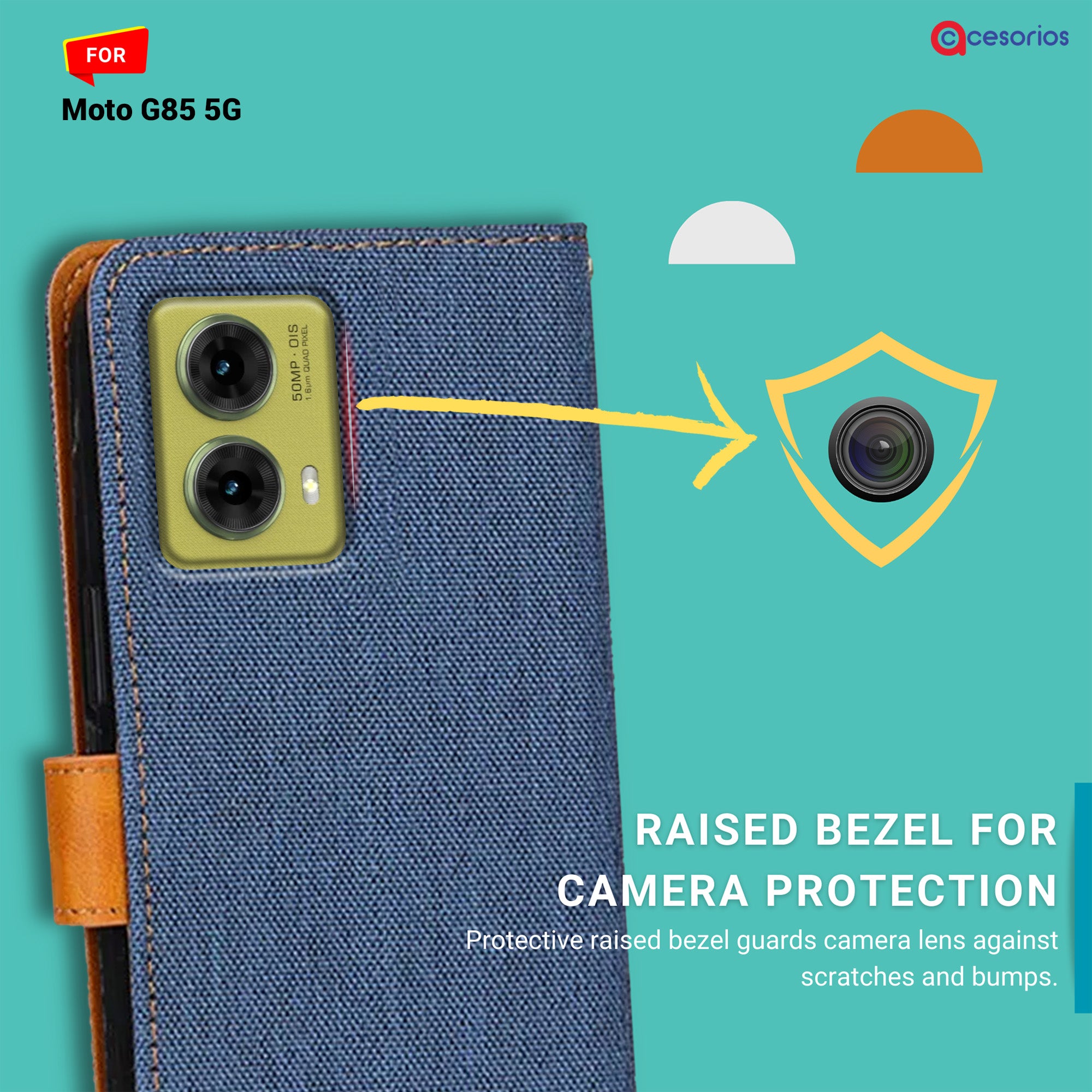 Accesorios Moto G85 5G denim flip cover – Blue – Image 2 #color_blue