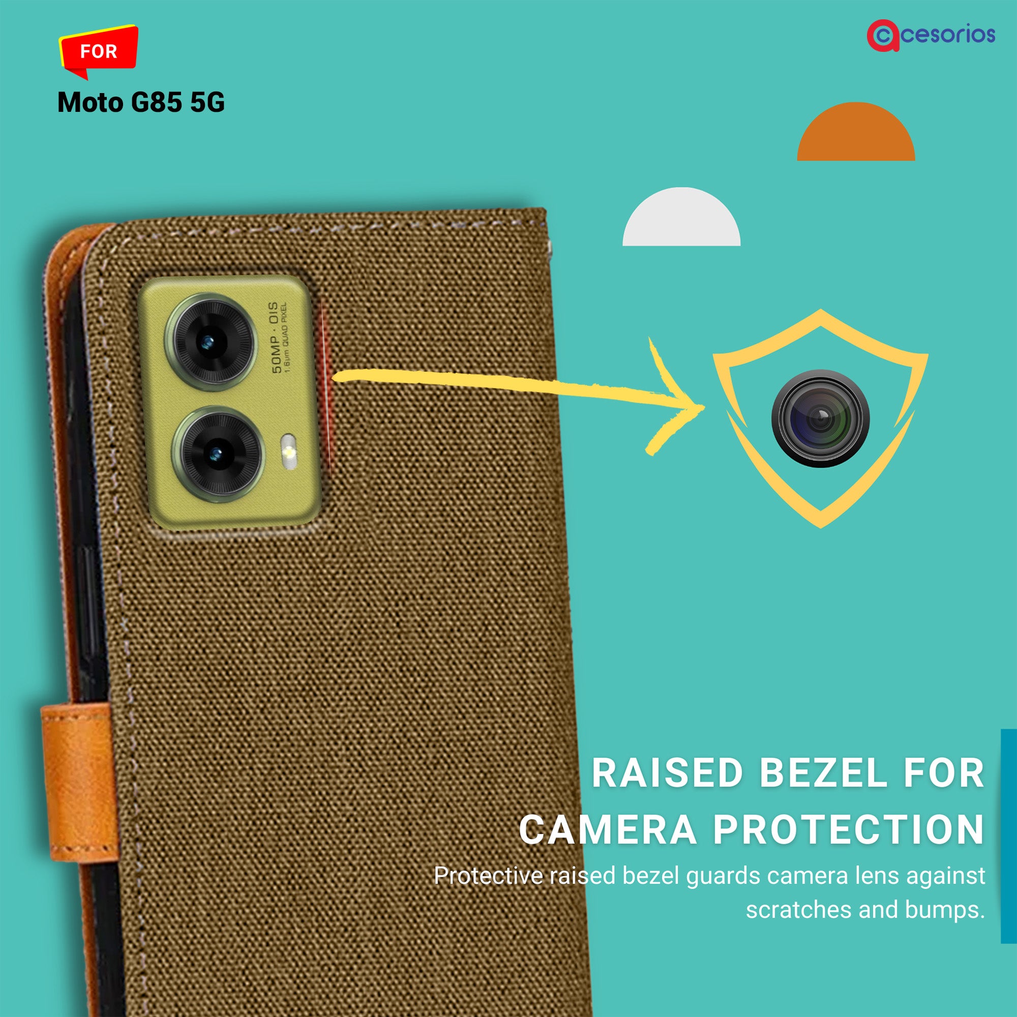 Accesorios Moto G85 5G denim flip cover – Dark Brown – Image 2 #color_dark brown