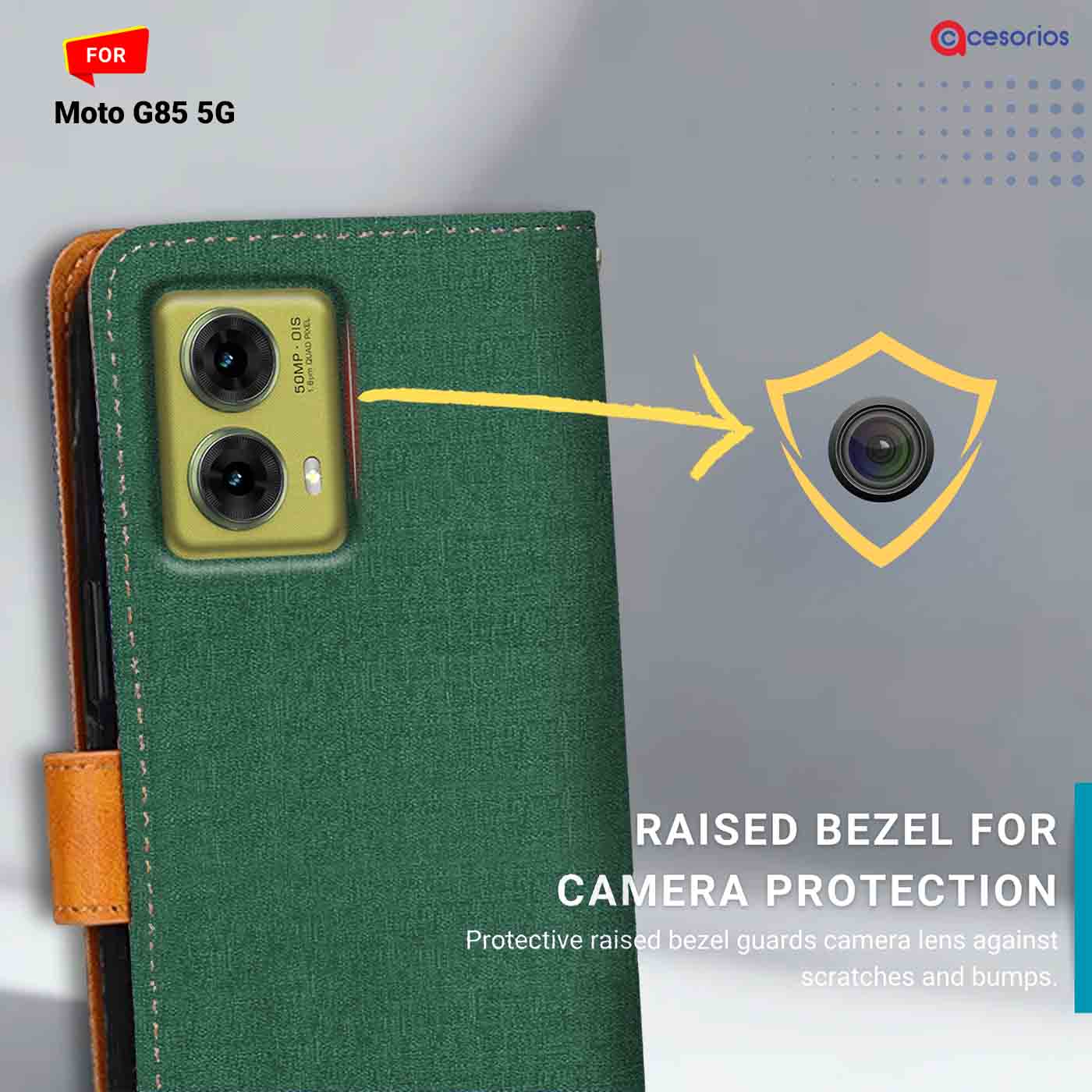 Canvas & Suede back panel — Moto G85 5G in Green mobile case