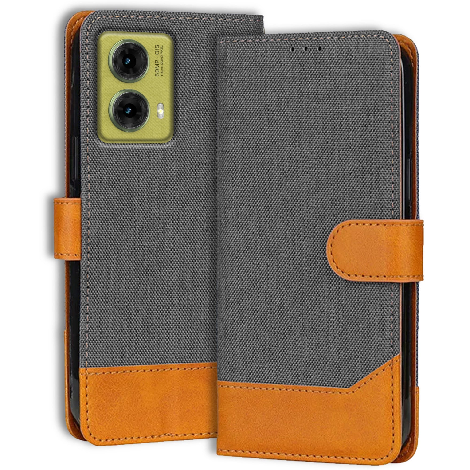 Accesorios Moto G85 5G denim flip cover – Grey – Image 1 #color_grey