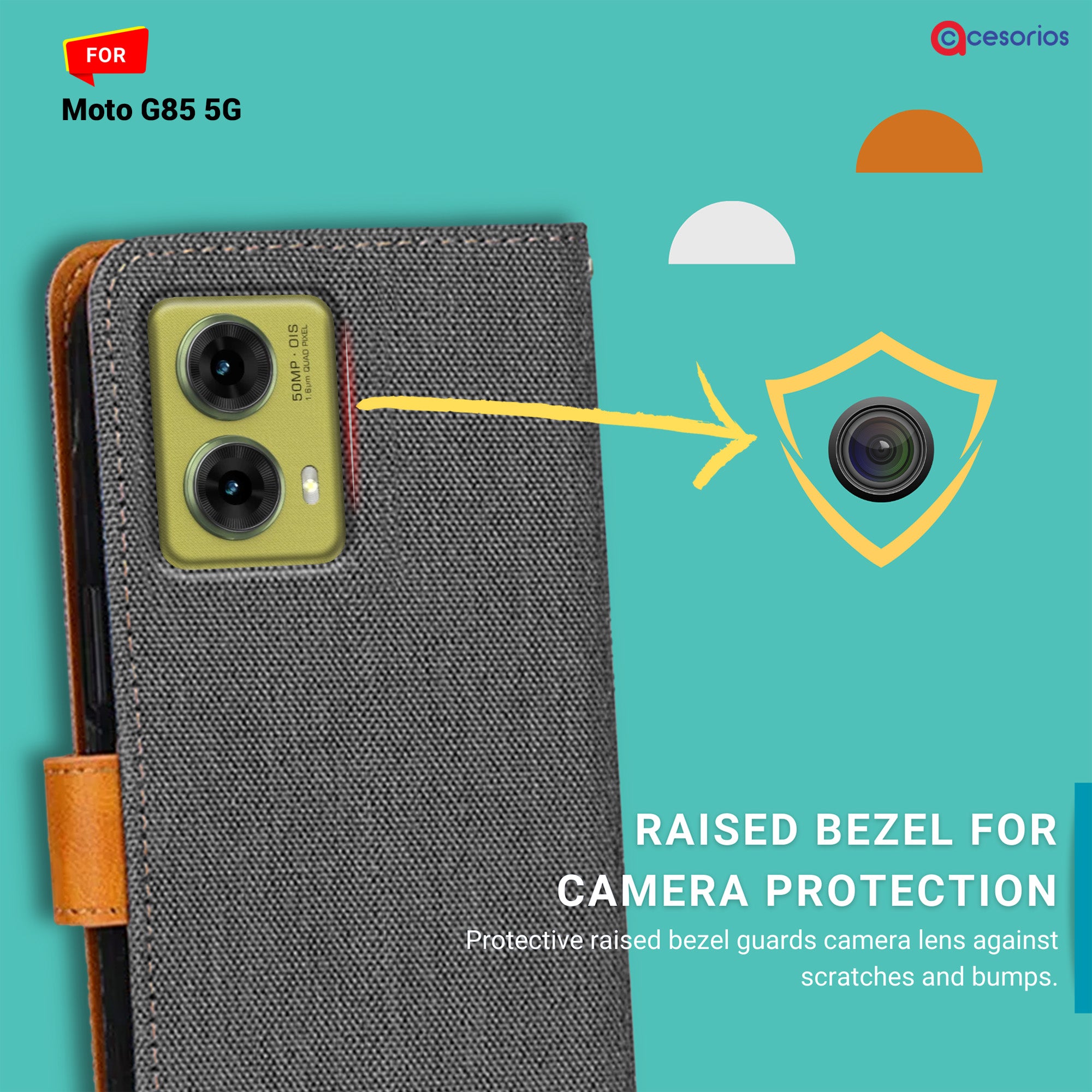 Accesorios Moto G85 5G denim flip cover – Grey – Image 2 #color_grey