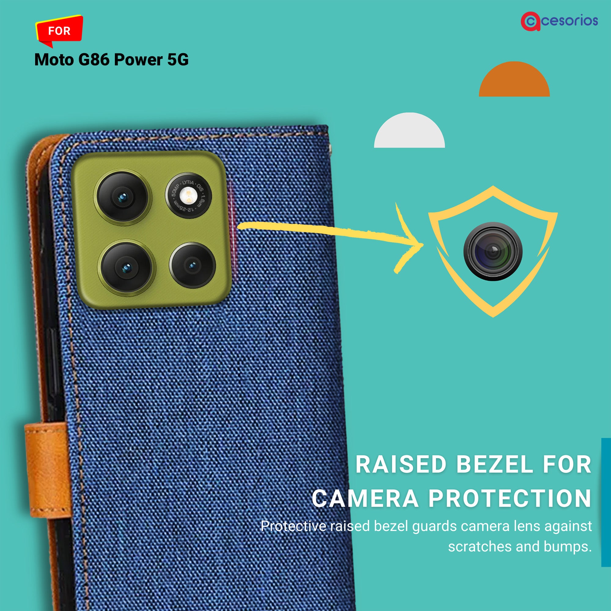 Accesorios Moto G86 Power 5G denim flip cover – Blue – Image 2 #color_blue