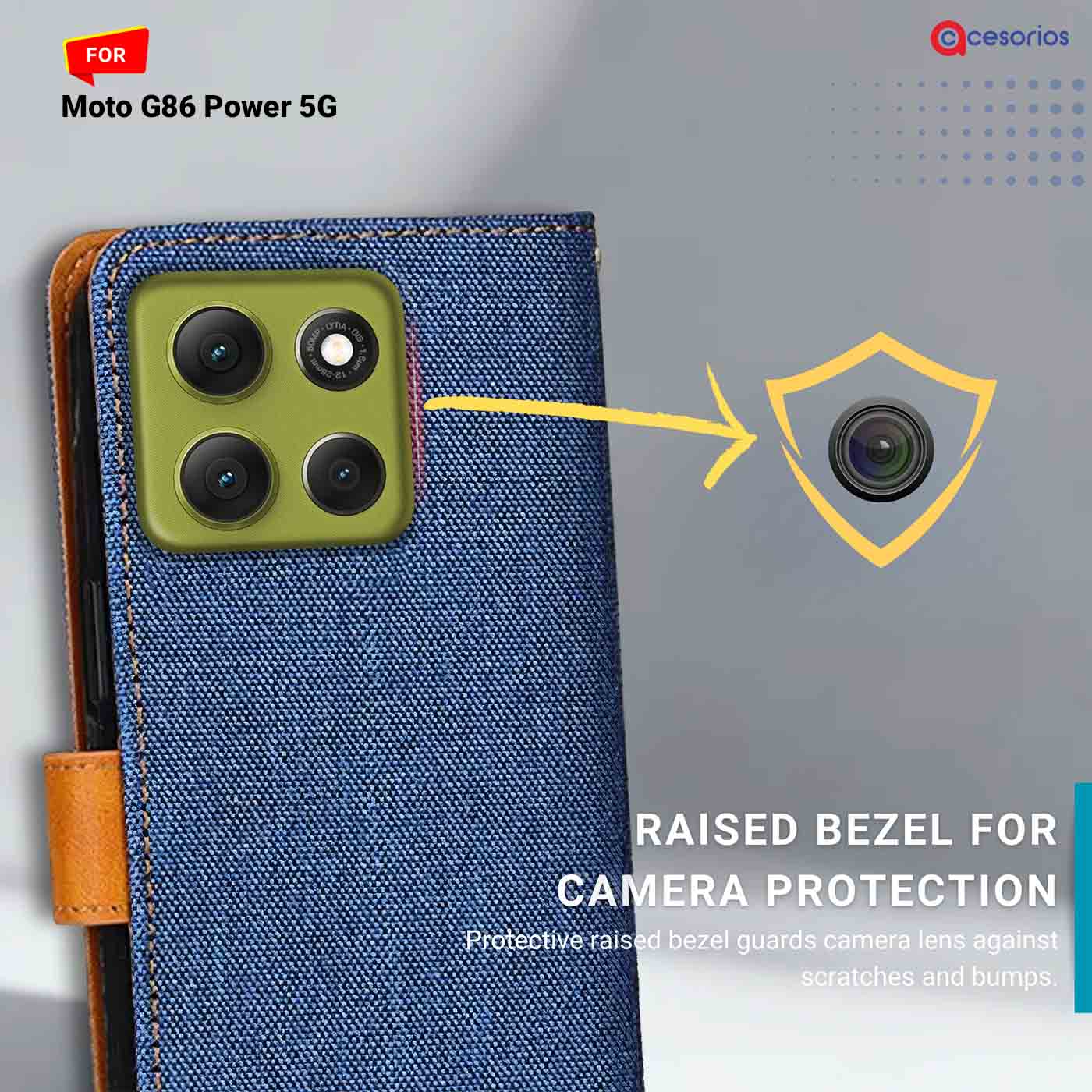 Accesorios Moto G86 Power 5G denim flip cover – Blue – Image 2 #color_