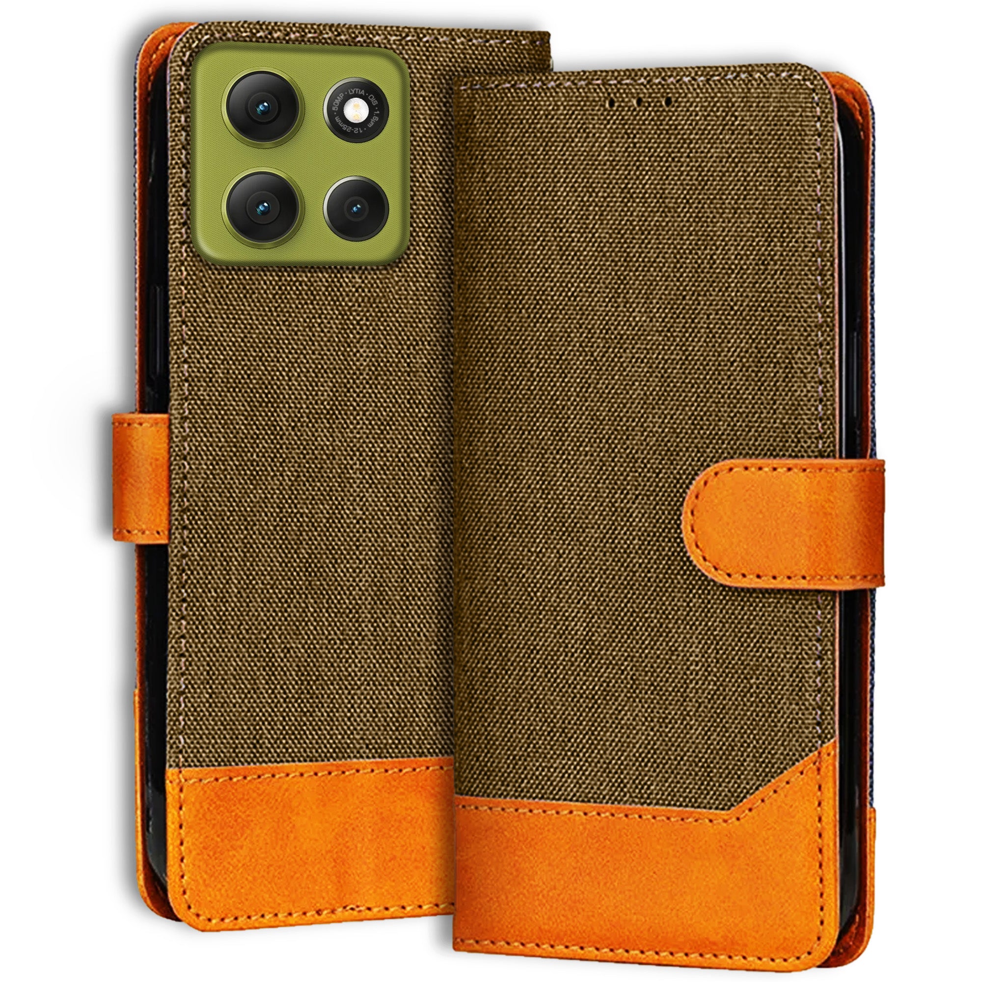 Accesorios Moto G86 Power 5G denim flip cover – Dark Brown – Image 1 #color_dark brown