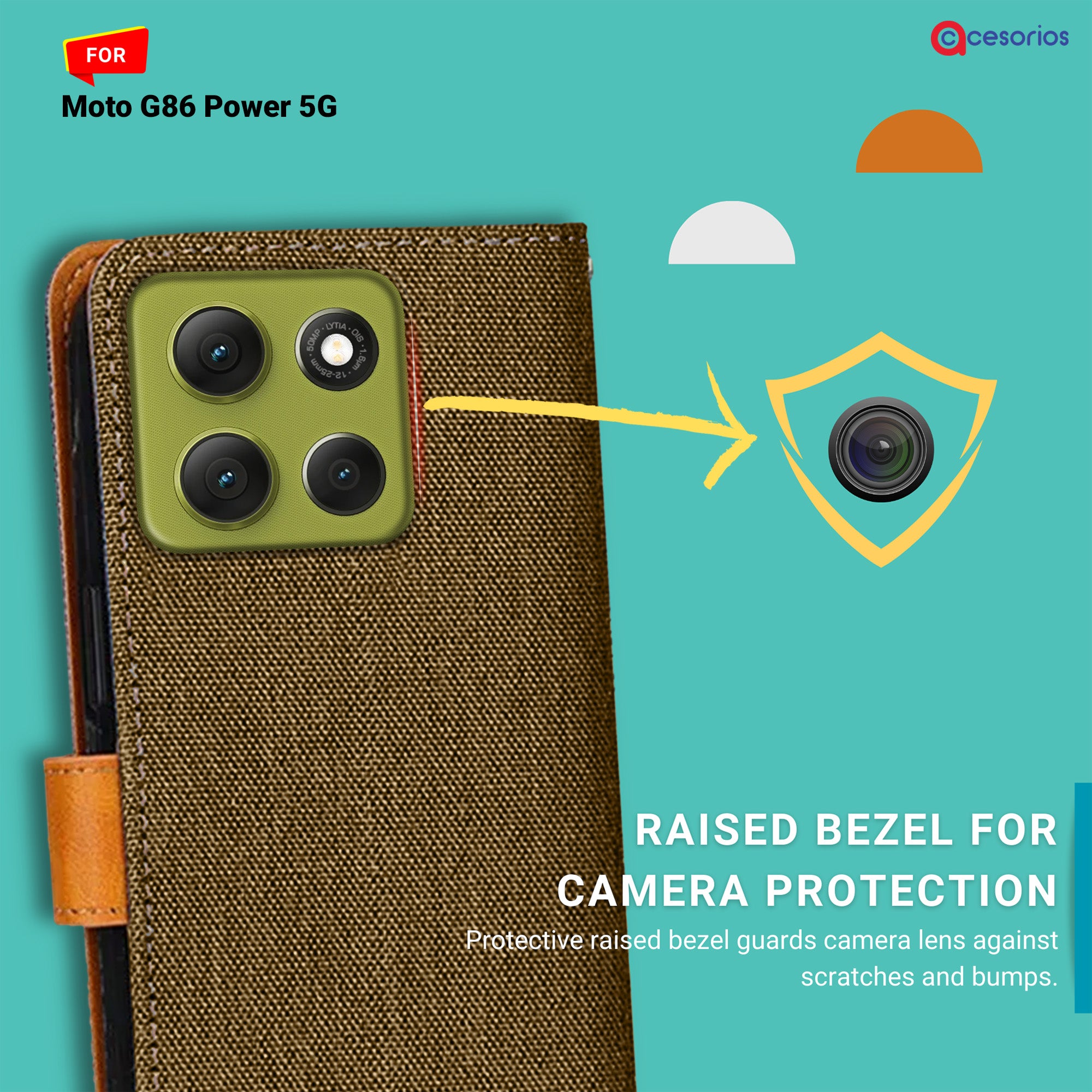 Accesorios Moto G86 Power 5G denim flip cover – Dark Brown – Image 2 #color_dark brown
