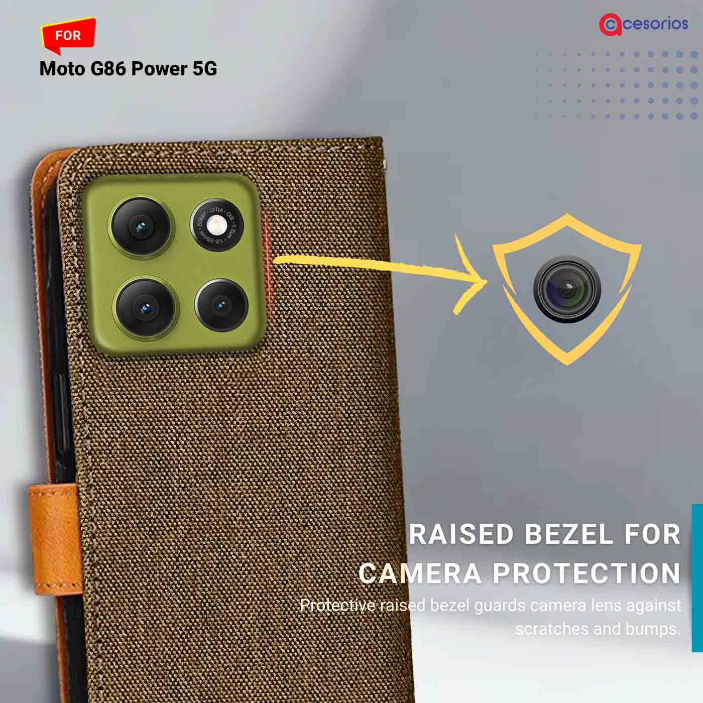 Denim & Leather back panel — Moto G86 Power 5G in Dark Brown mobile case