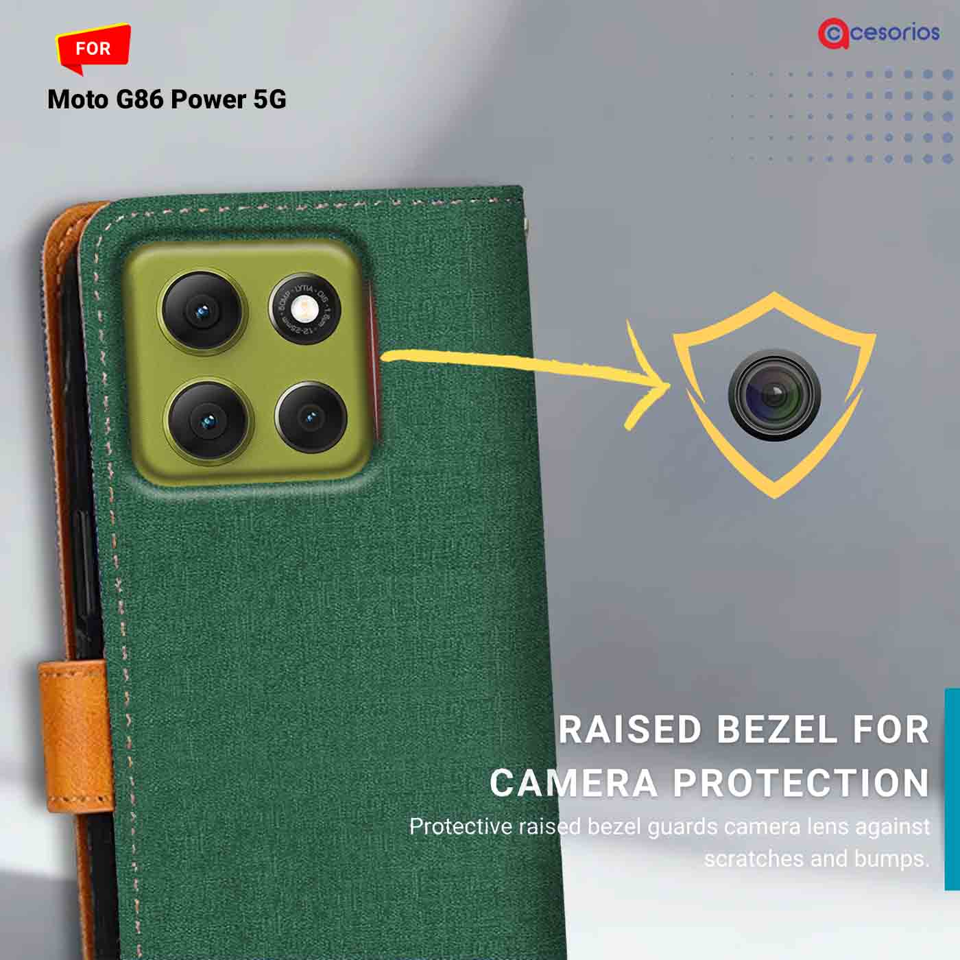 Canvas & Suede back panel — Moto G86 Power 5G in Green mobile case