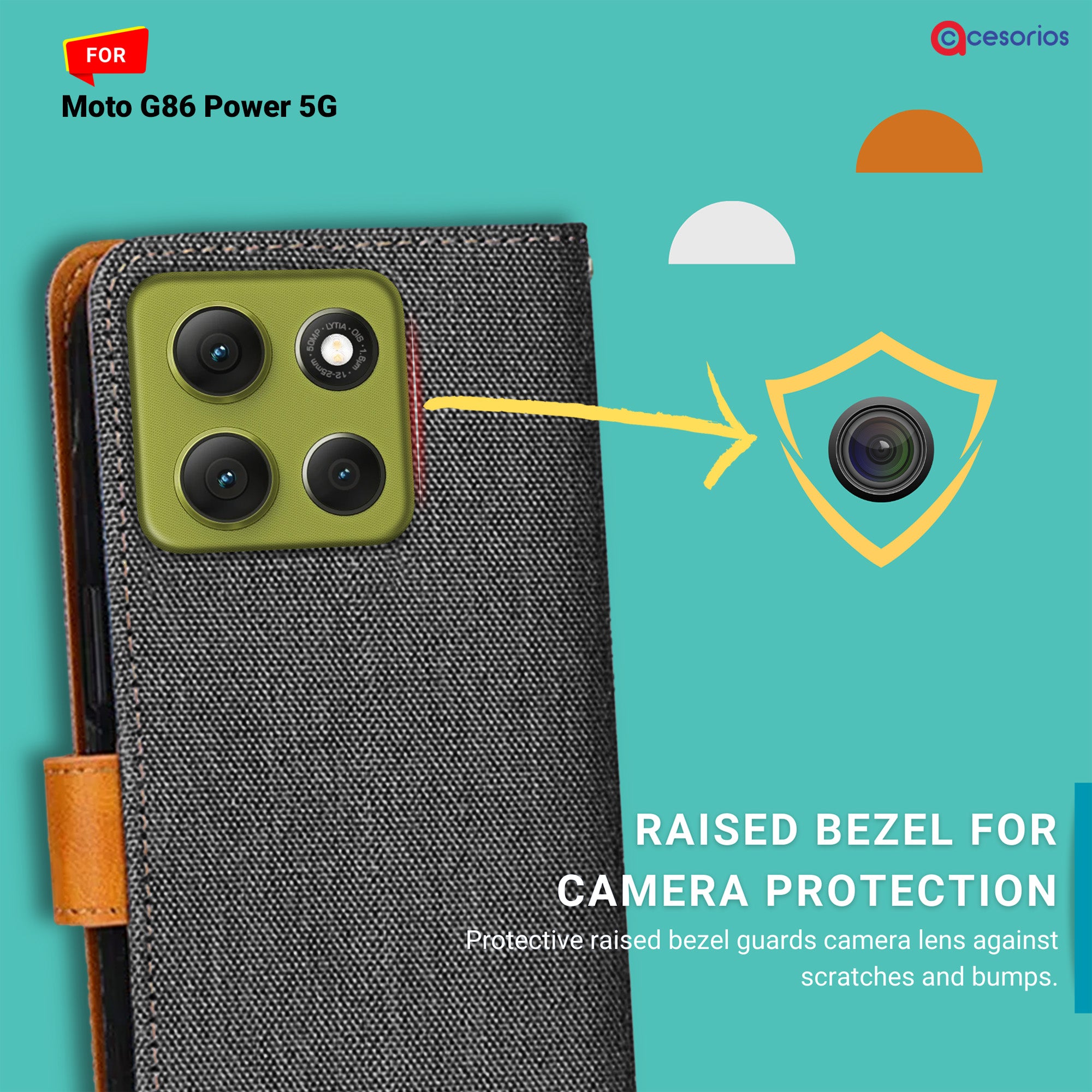 Accesorios Moto G86 Power 5G denim flip cover – Grey – Image 2 #color_grey