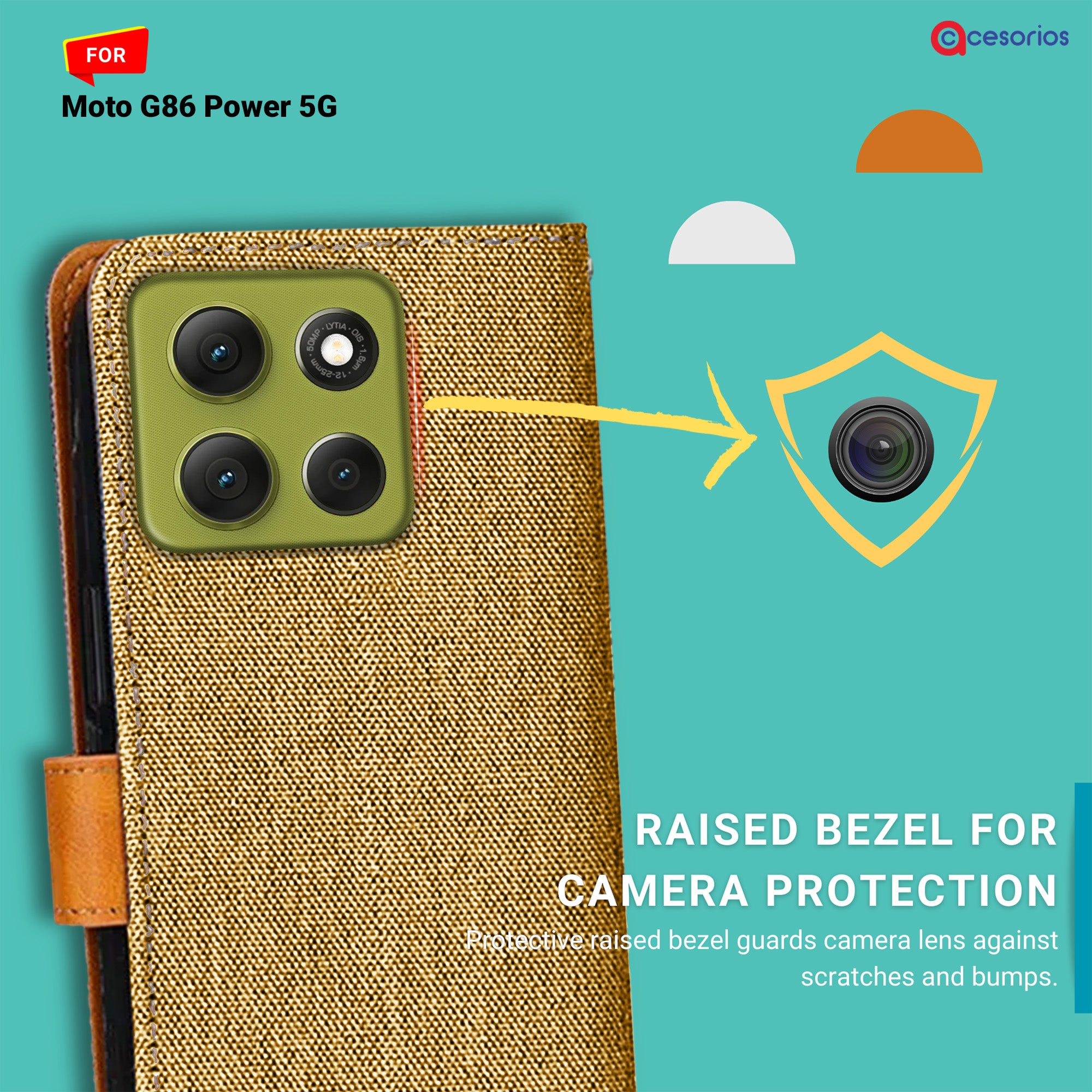 Accesorios Moto G86 Power 5G denim flip cover – Light Brown – Image 2 #color_light brown