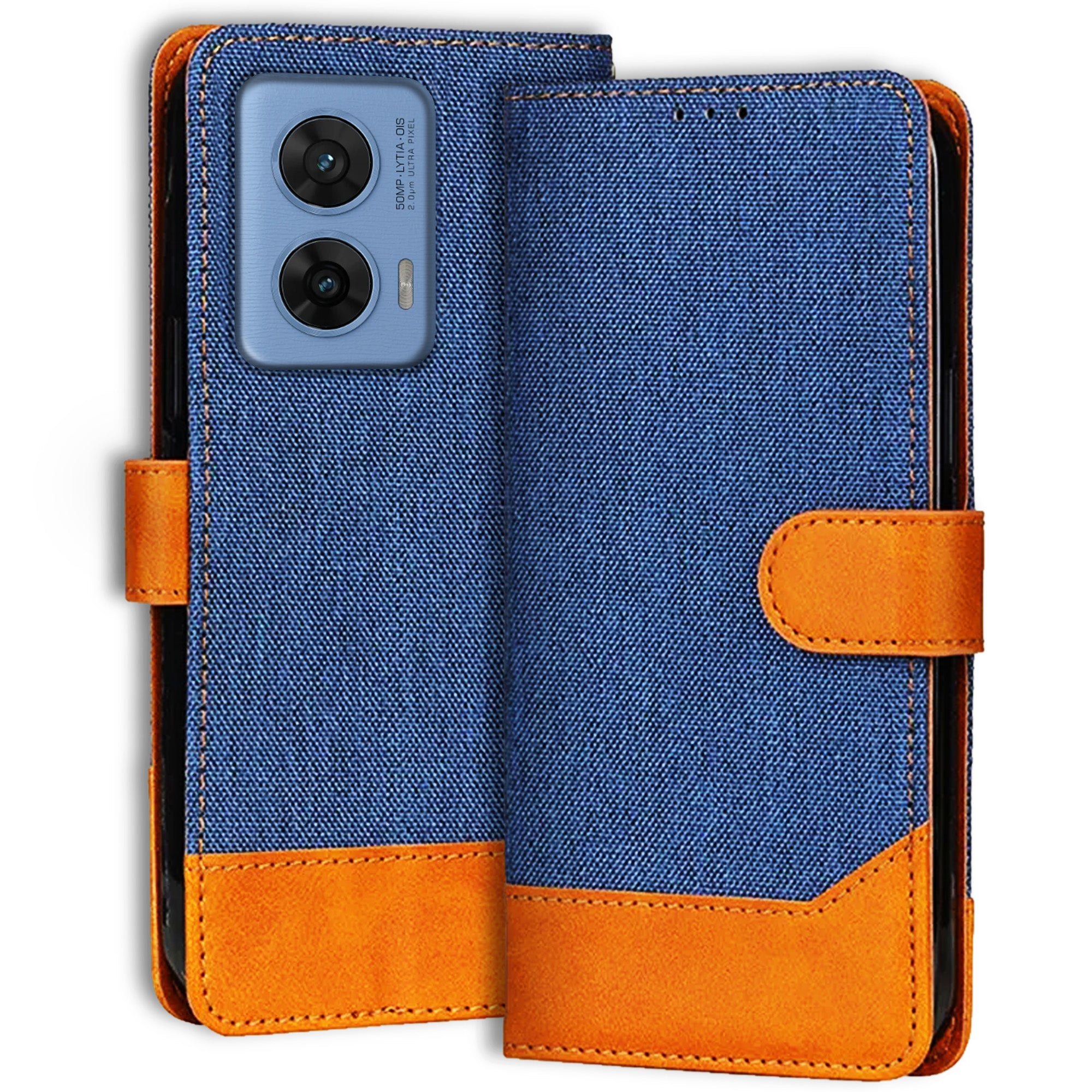 Accesorios Moto G96 5G denim flip cover – Blue – Image 1 #color_blue