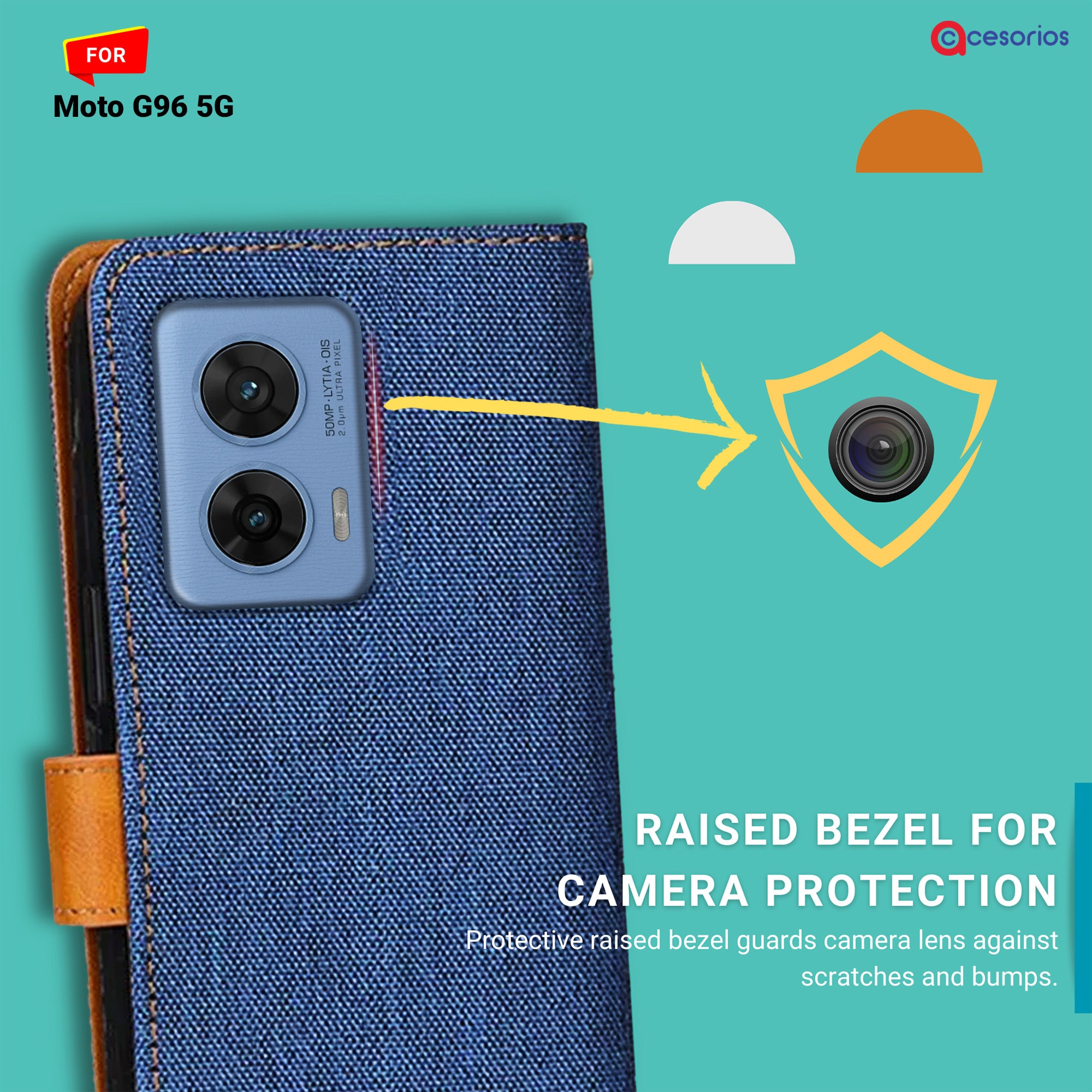 Accesorios Moto G96 5G denim flip cover – Blue – Image 2 #color_blue