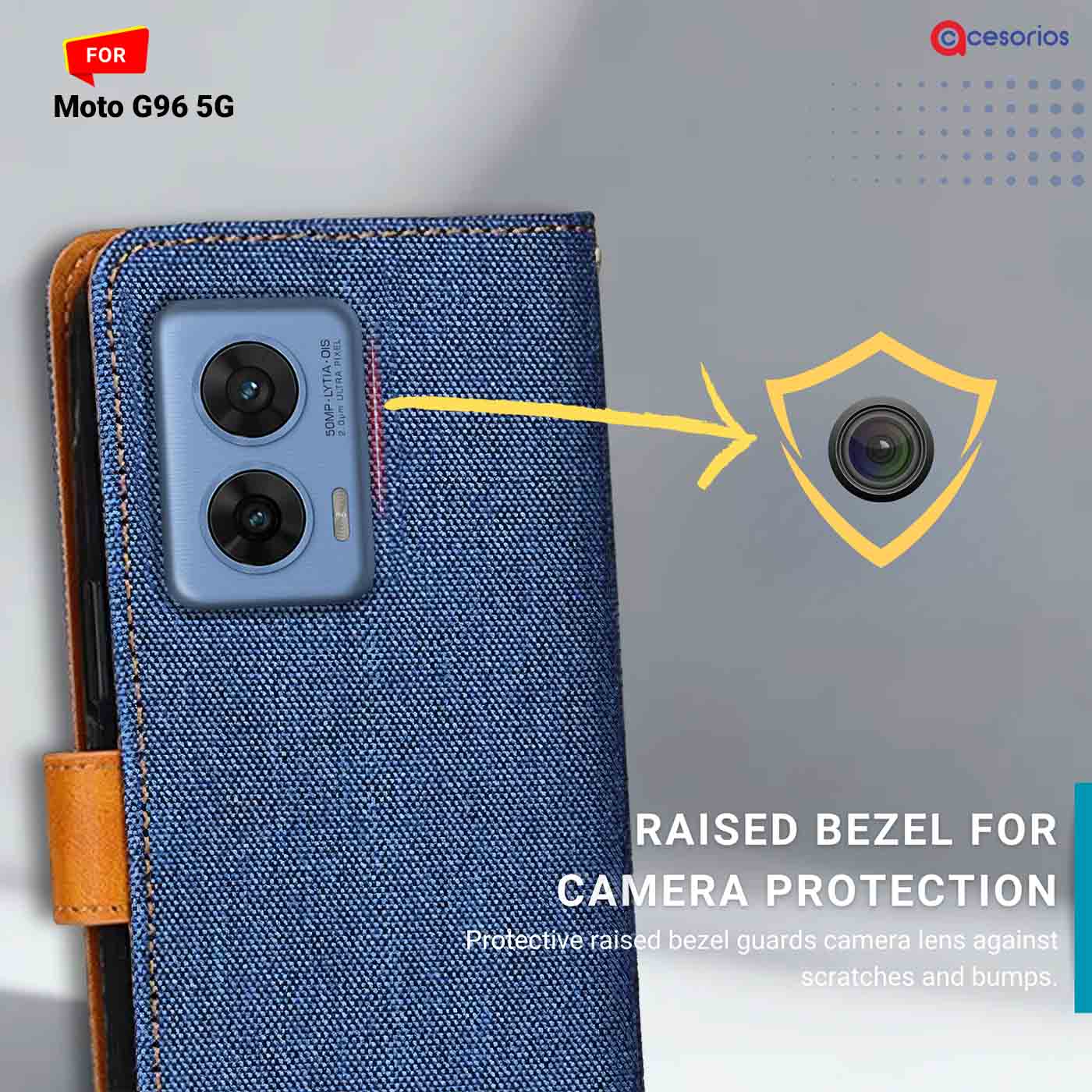 Accesorios Moto G96 5G denim flip cover – Blue – Image 2 #color_