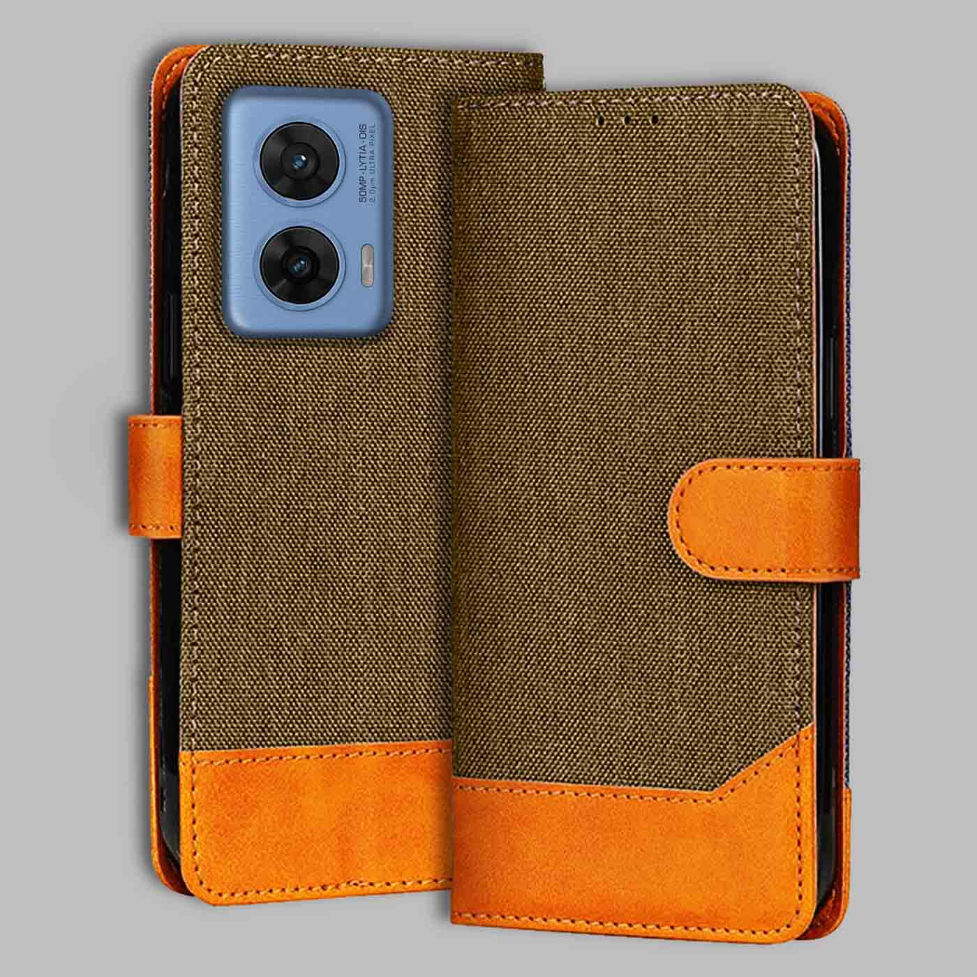 Accesorios Moto G96 5G denim flip cover – Dark Brown – Image 1 #color_dark b