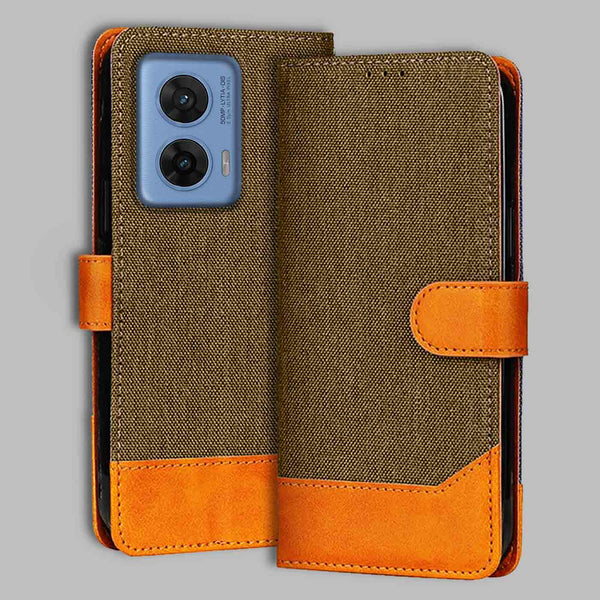 Moto G96 5G Flip Cover — Denim, Walnut Brown after a year of daily use