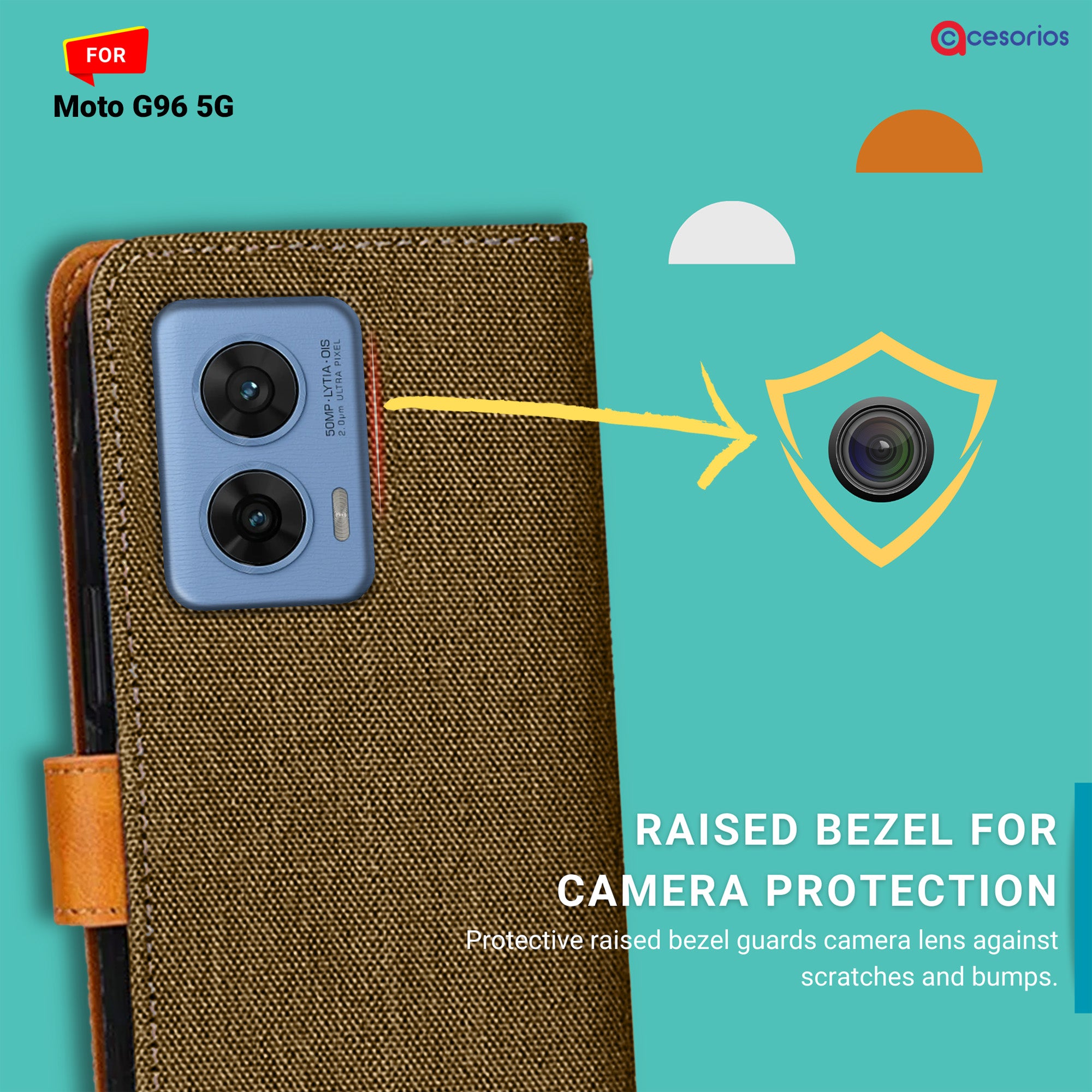 Accesorios Moto G96 5G denim flip cover – Dark Brown – Image 2 #color_dark brown