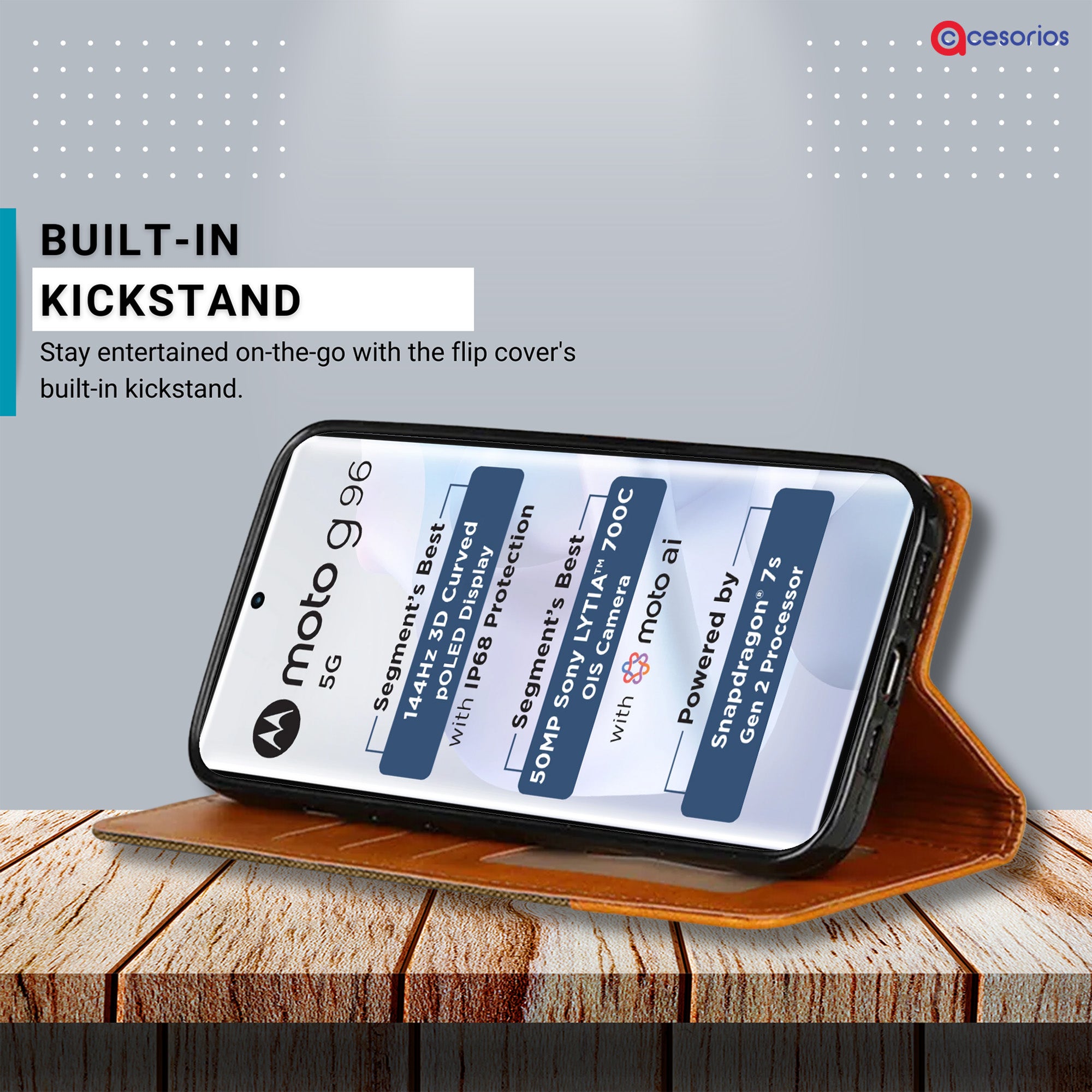 Accesorios Moto G96 5G denim flip cover – Dark Brown – Image 4 #color_dark brown