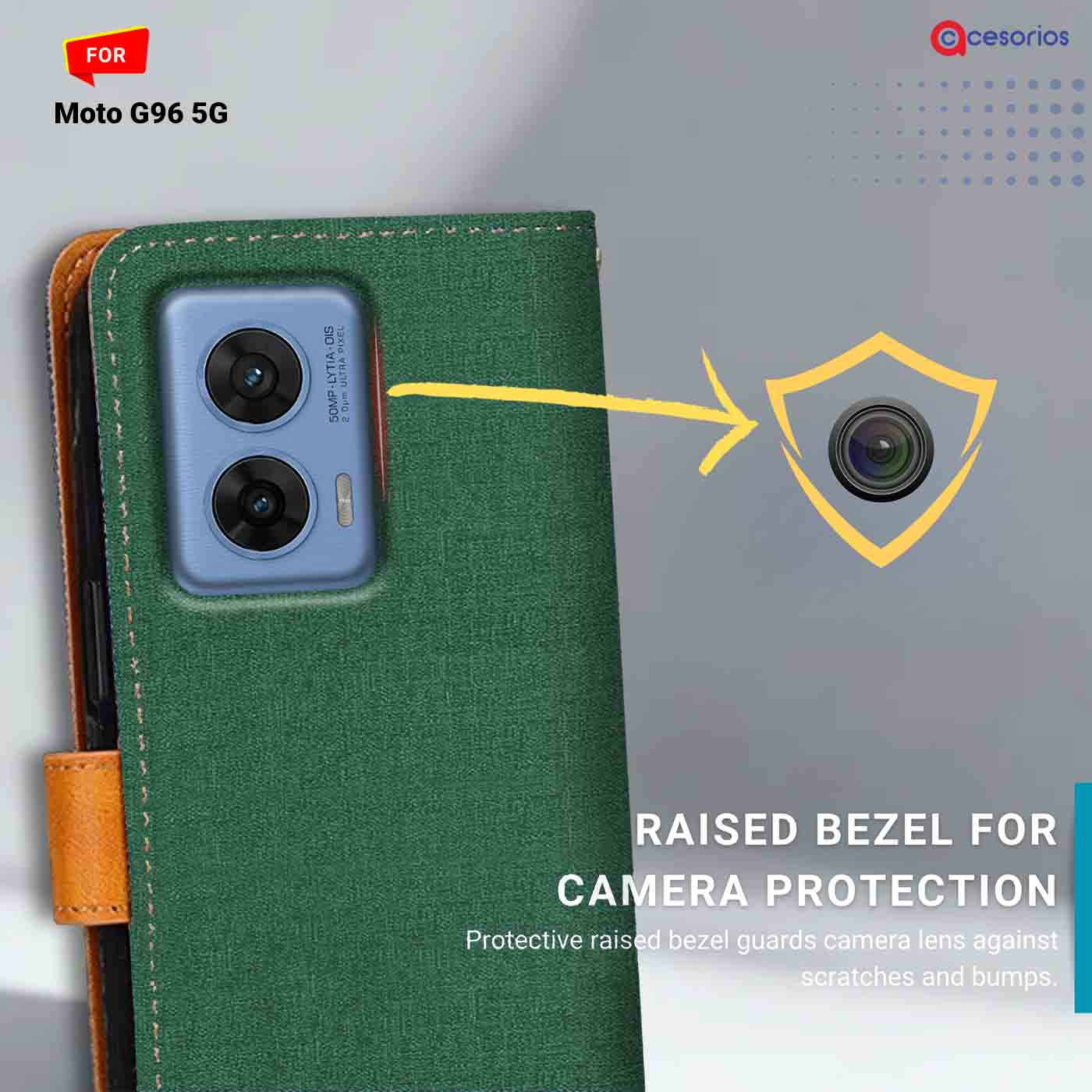 Accesorios Moto G96 5G denim flip cover – Green – Image 2 #color_g