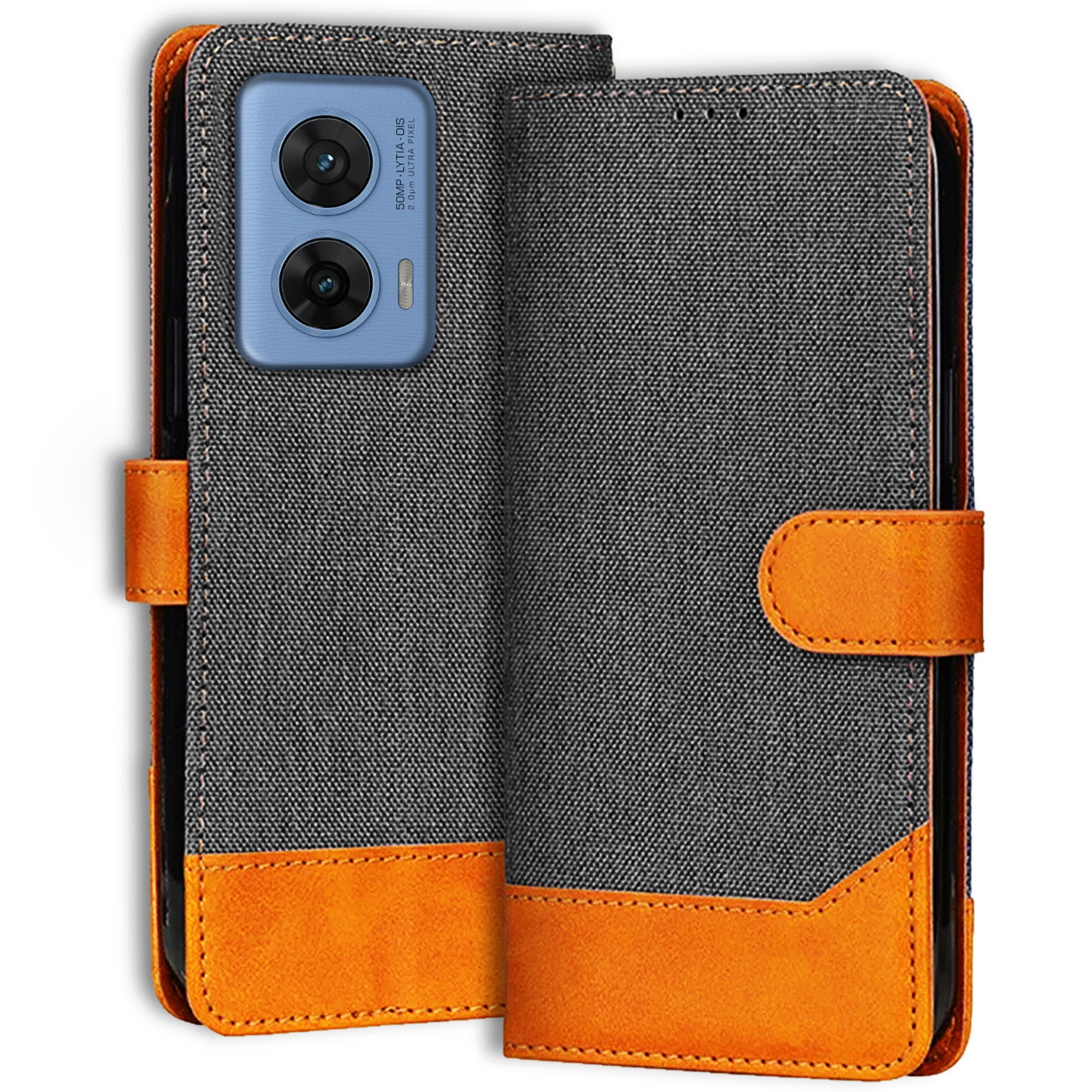 Accesorios Moto G96 5G denim flip cover – Grey – Image 1 #color_grey
