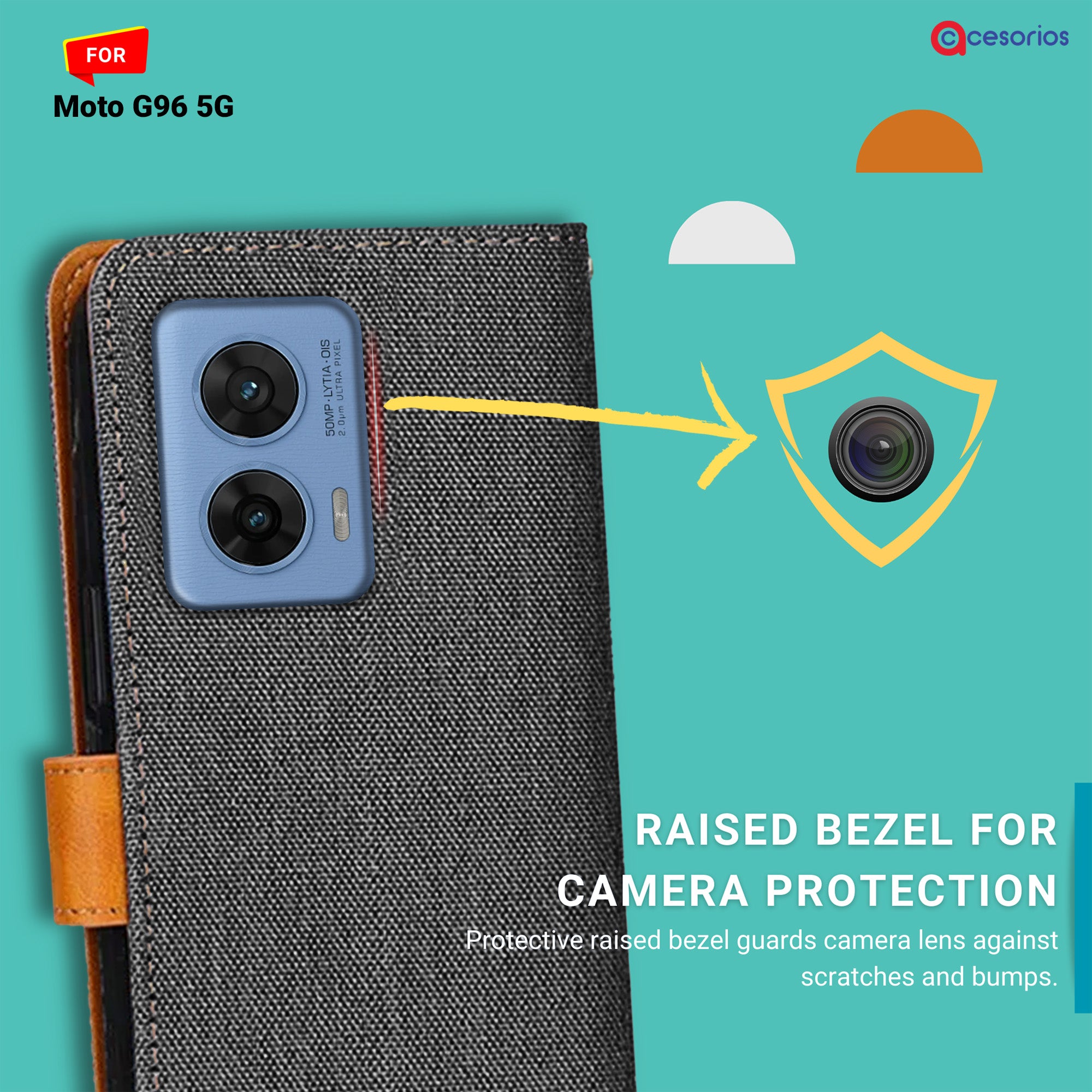 Accesorios Moto G96 5G denim flip cover – Grey – Image 2 #color_grey