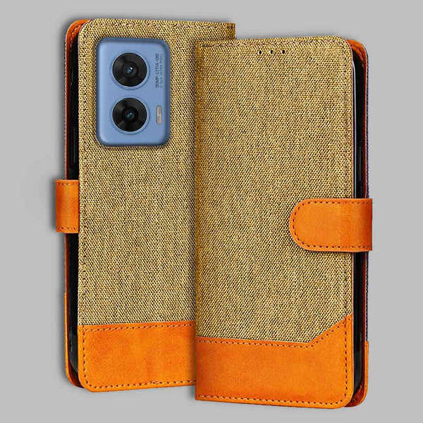 Moto G96 5G Flip Cover — Denim, Camel Beige after a year of daily use