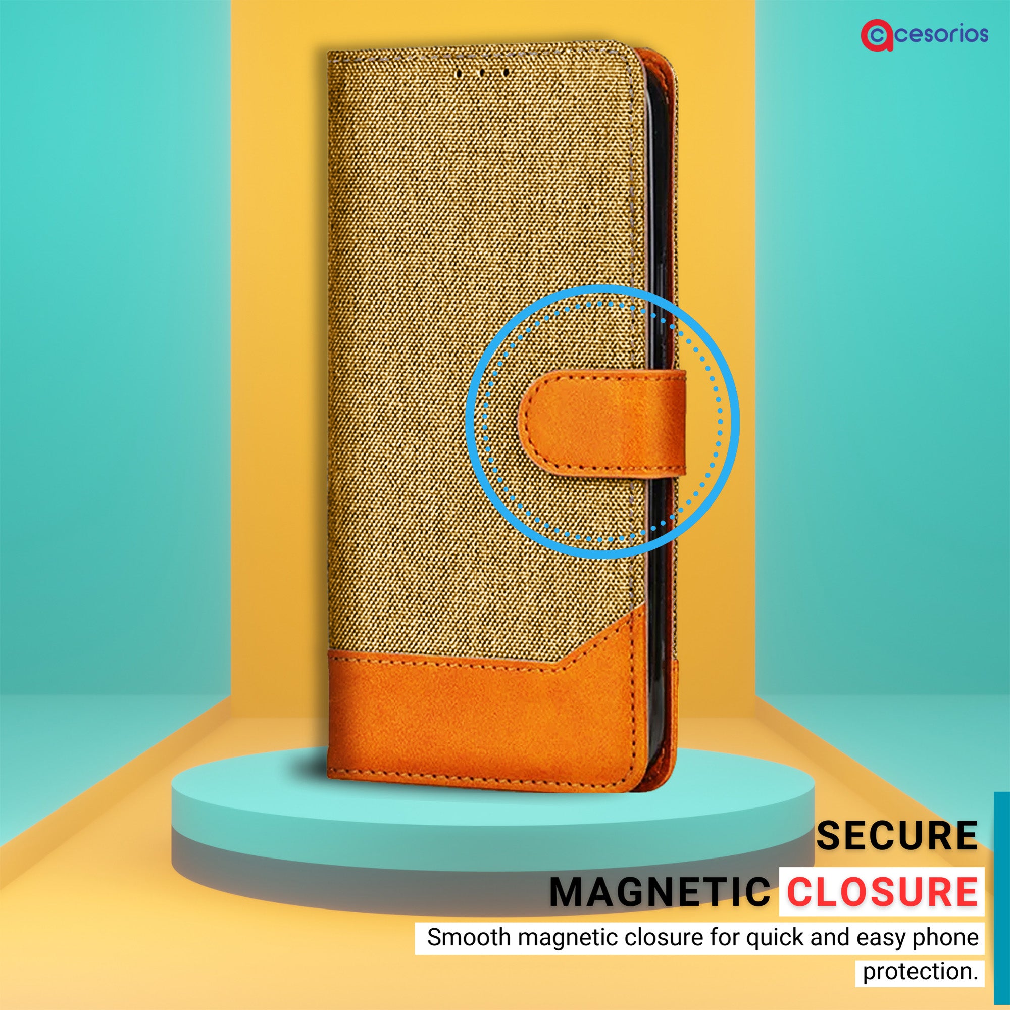 Accesorios Moto G96 5G denim flip cover – Light Brown – Image 6 #color_light brown