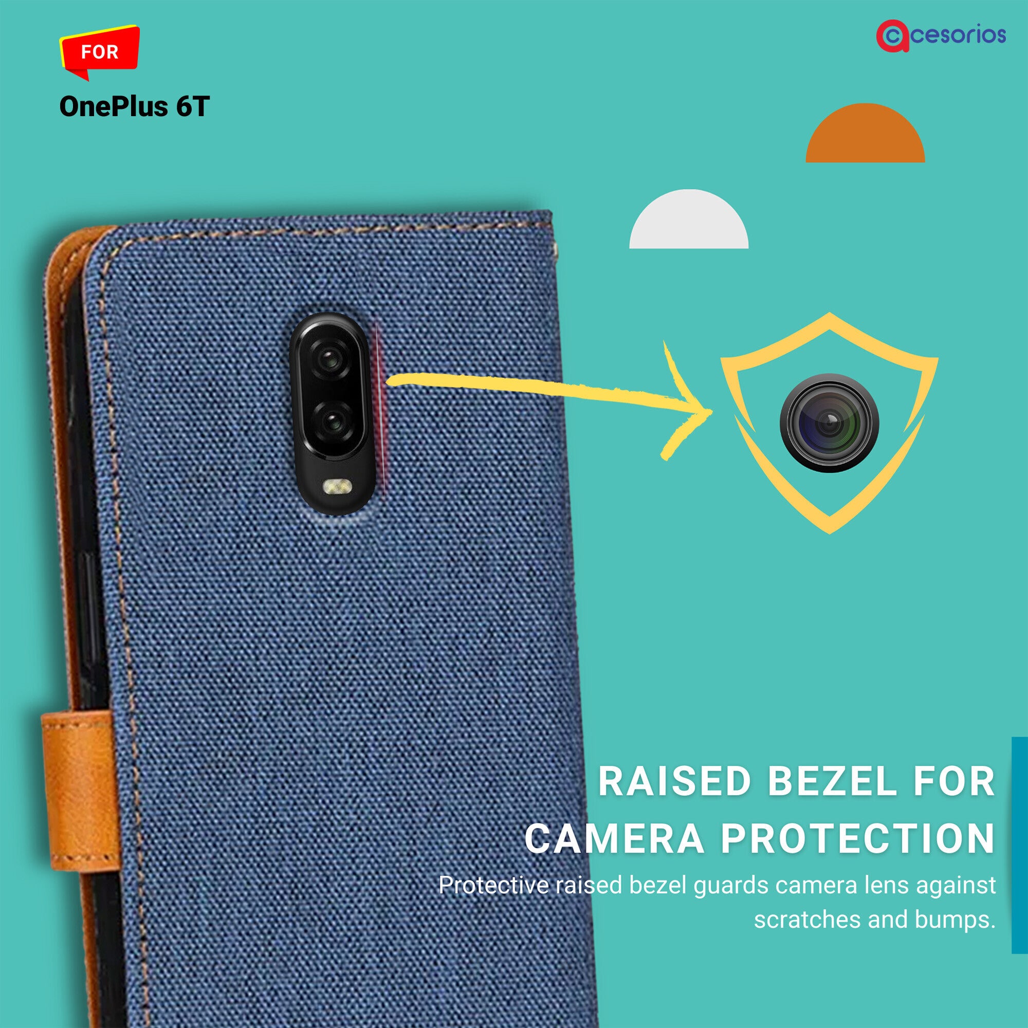Accesorios Oneplus 6T denim flip cover – Blue – Image 2 #color_blue