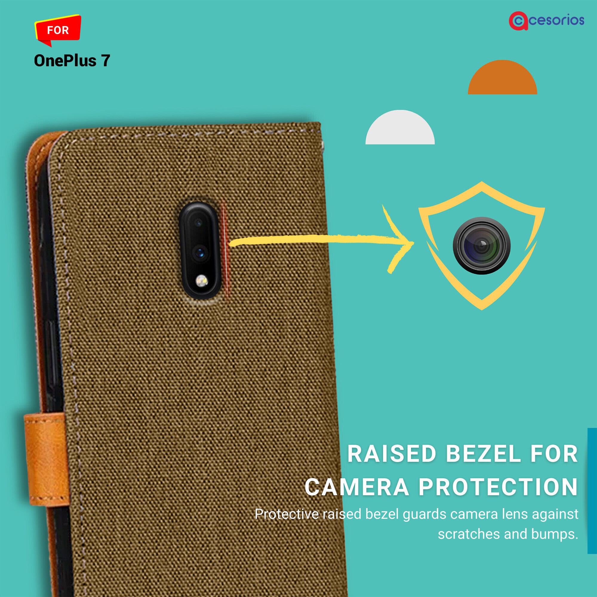 Accesorios Oneplus 7 denim flip cover – Dark Brown – Image 2 #color_dark brown