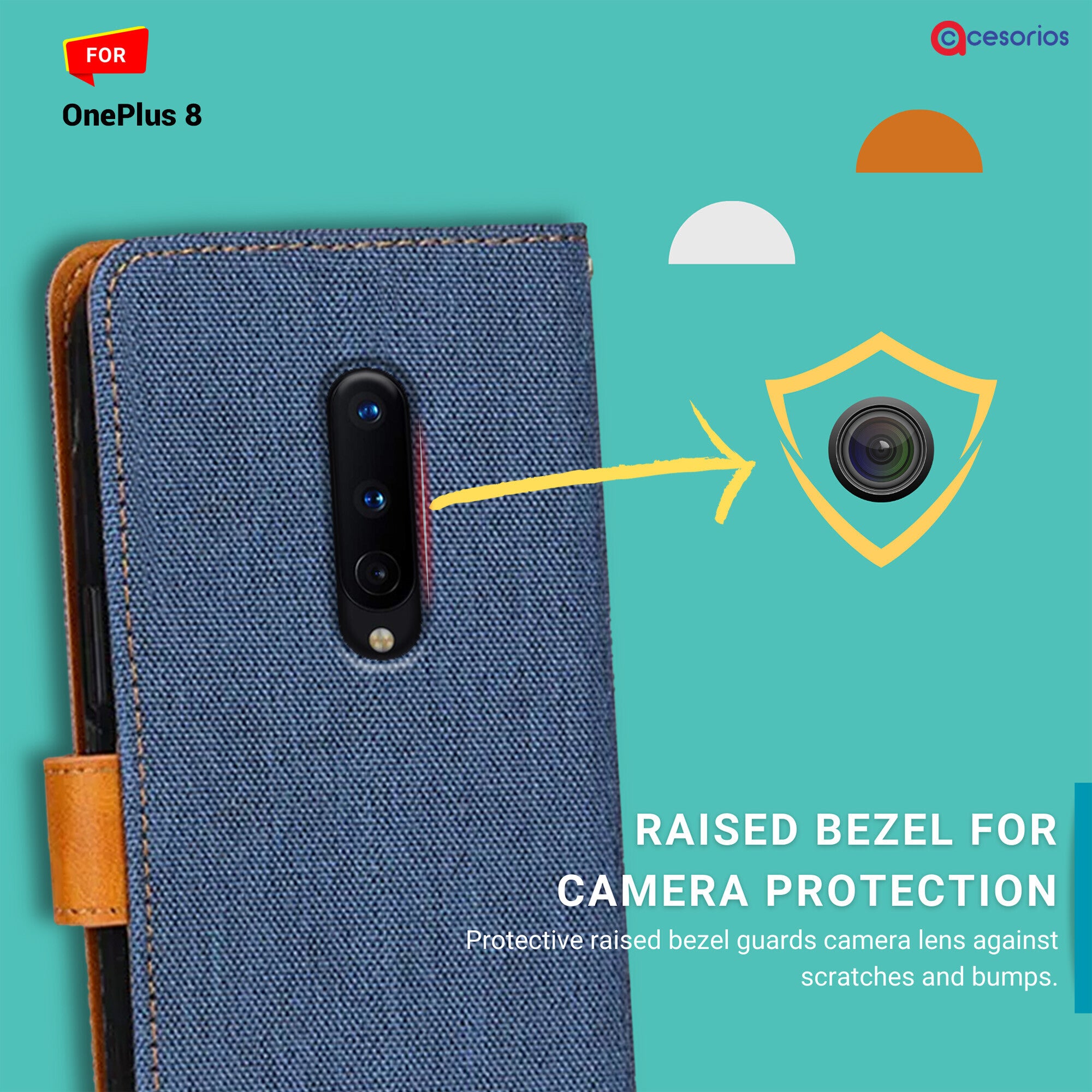 Accesorios Oneplus 8 denim flip cover – Blue – Image 2 #color_blue