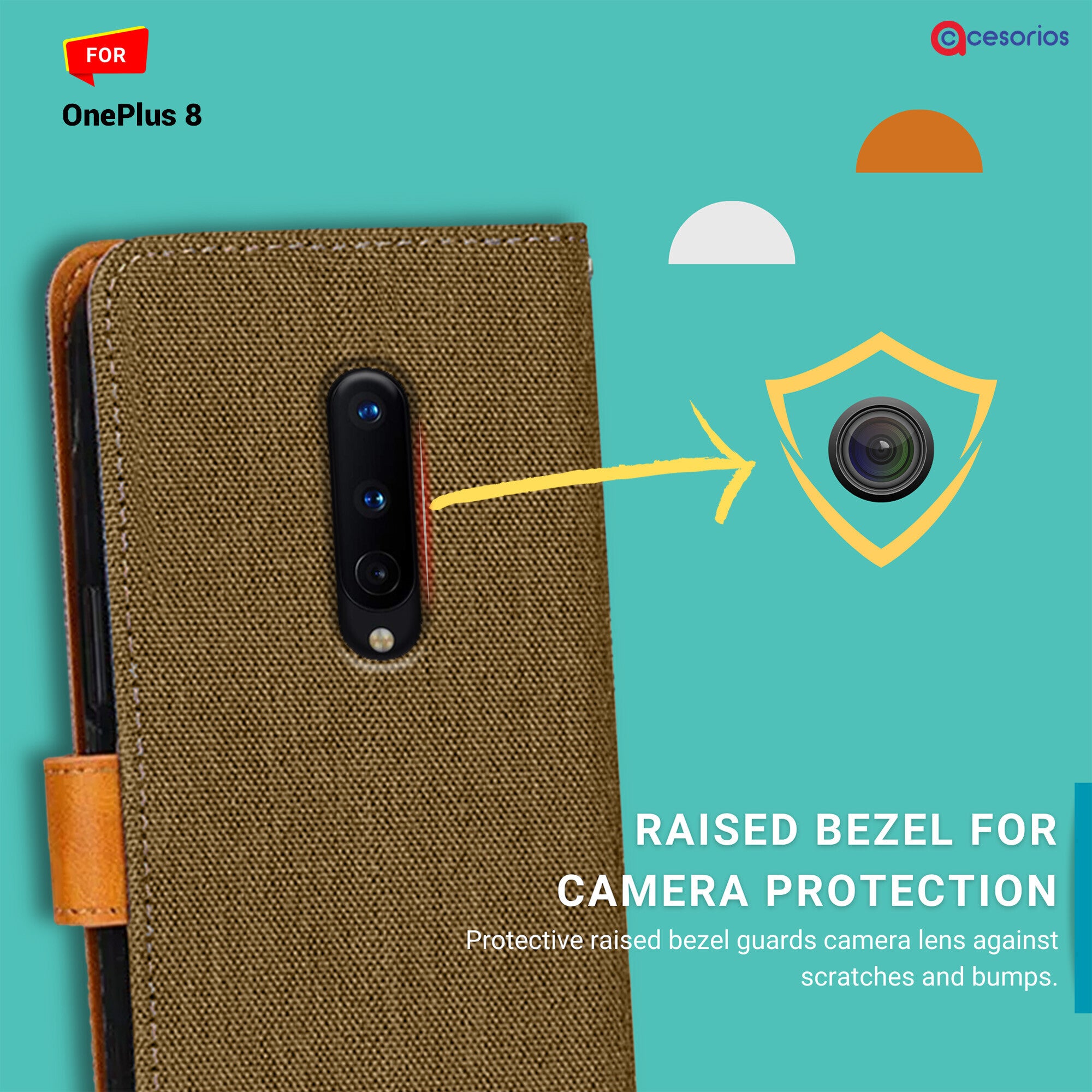 Accesorios Oneplus 8 denim flip cover – Dark Brown – Image 2 #color_dark brown