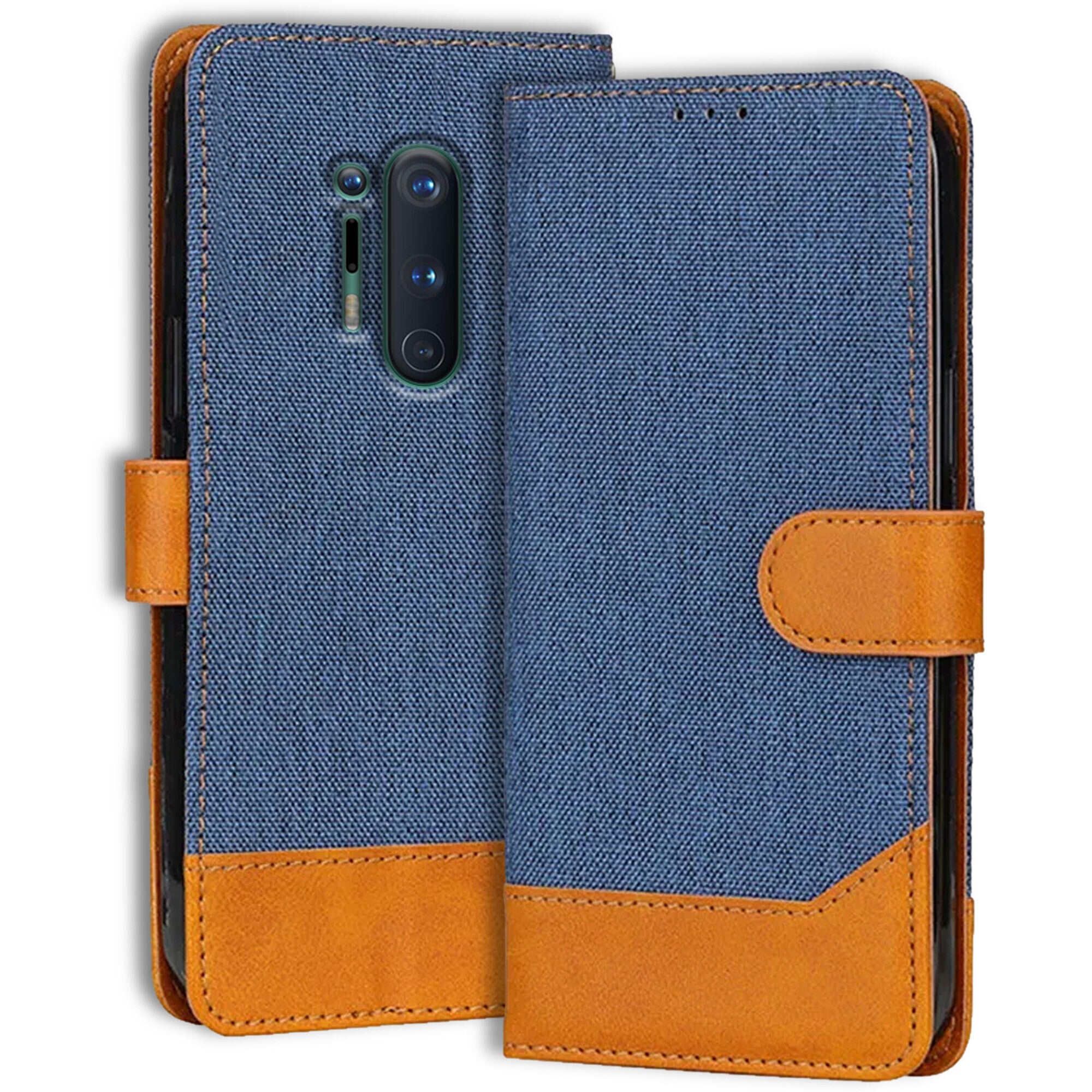 Accesorios Oneplus 8 Pro denim flip cover – Blue – Image 1 #color_blue