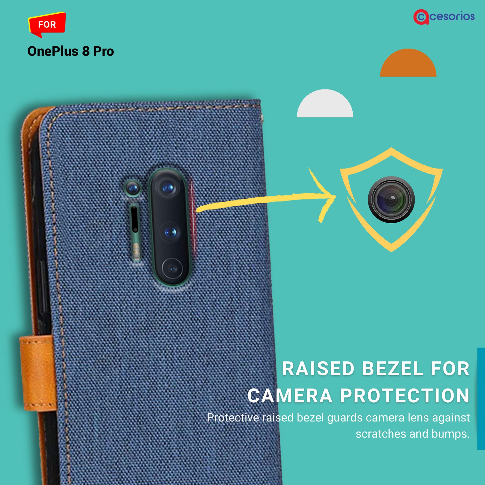 Accesorios Oneplus 8 Pro denim flip cover – Blue – Image 2 #color_blue