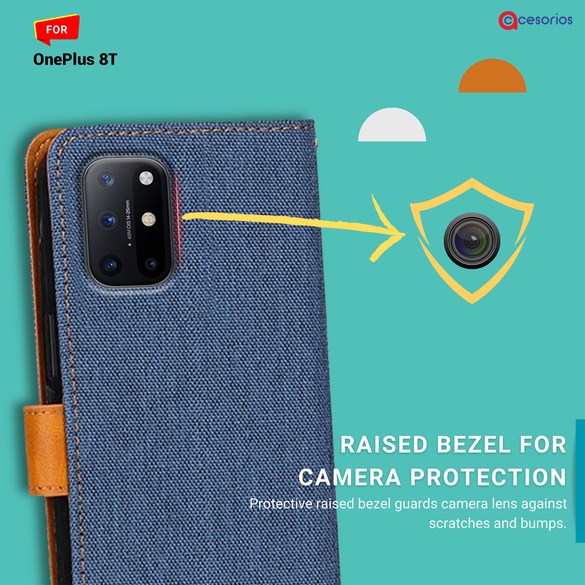 Accesorios Oneplus 8T denim flip cover – Blue – Image 2 #color_blue