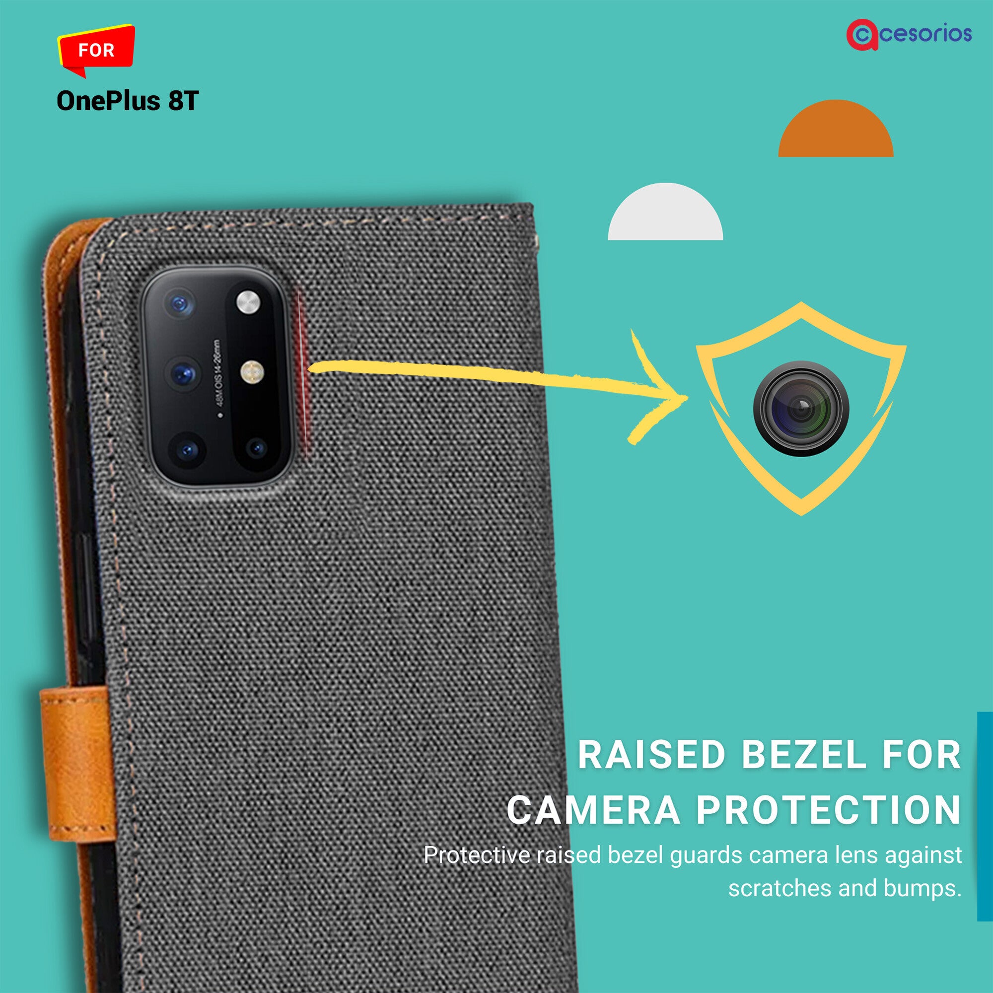 Accesorios Oneplus 8T denim flip cover – Grey – Image 2 #color_grey