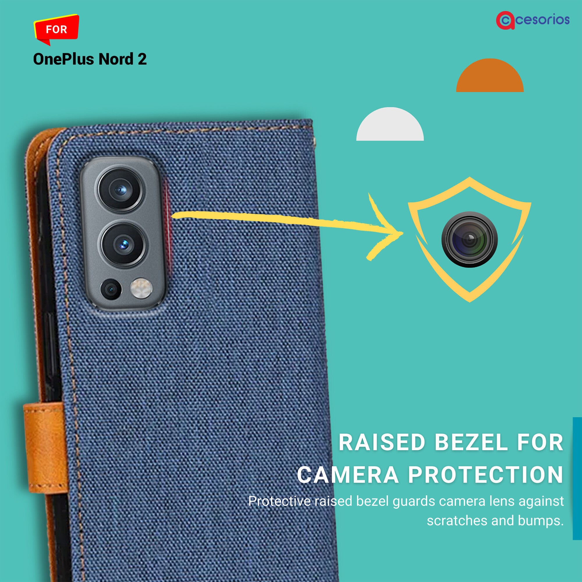 Accesorios Oneplus Nord 2 denim flip cover – Blue – Image 2 #color_blue